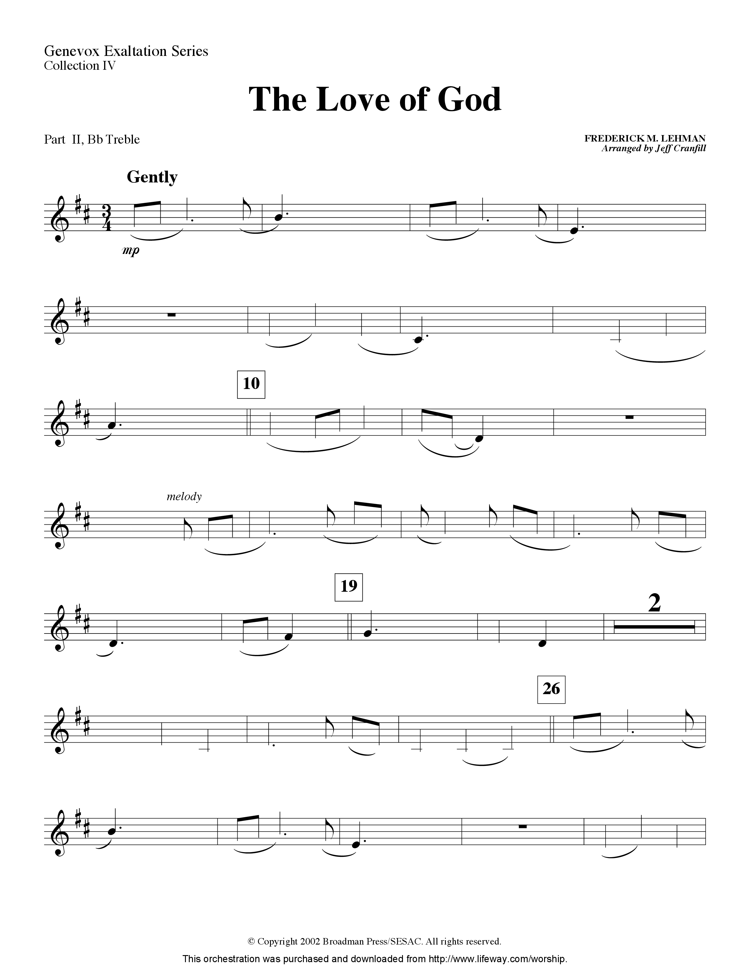 The Love Of God (Instrumental) Part 2: Bb, C, Eb, F Treble (Lifeway Worship / Arr. Jeff Cranfill)