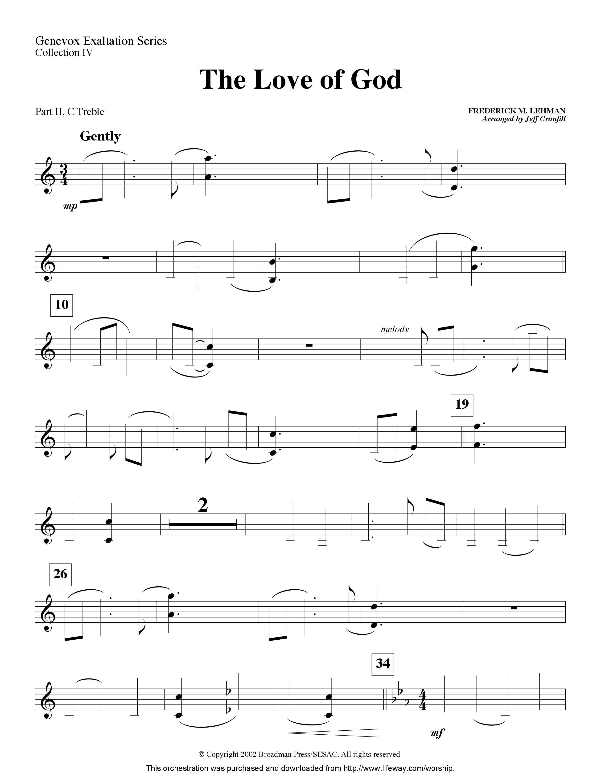 The Love Of God (Instrumental) Part 2: Bb, C, Eb, F Treble (Lifeway Worship / Arr. Jeff Cranfill)