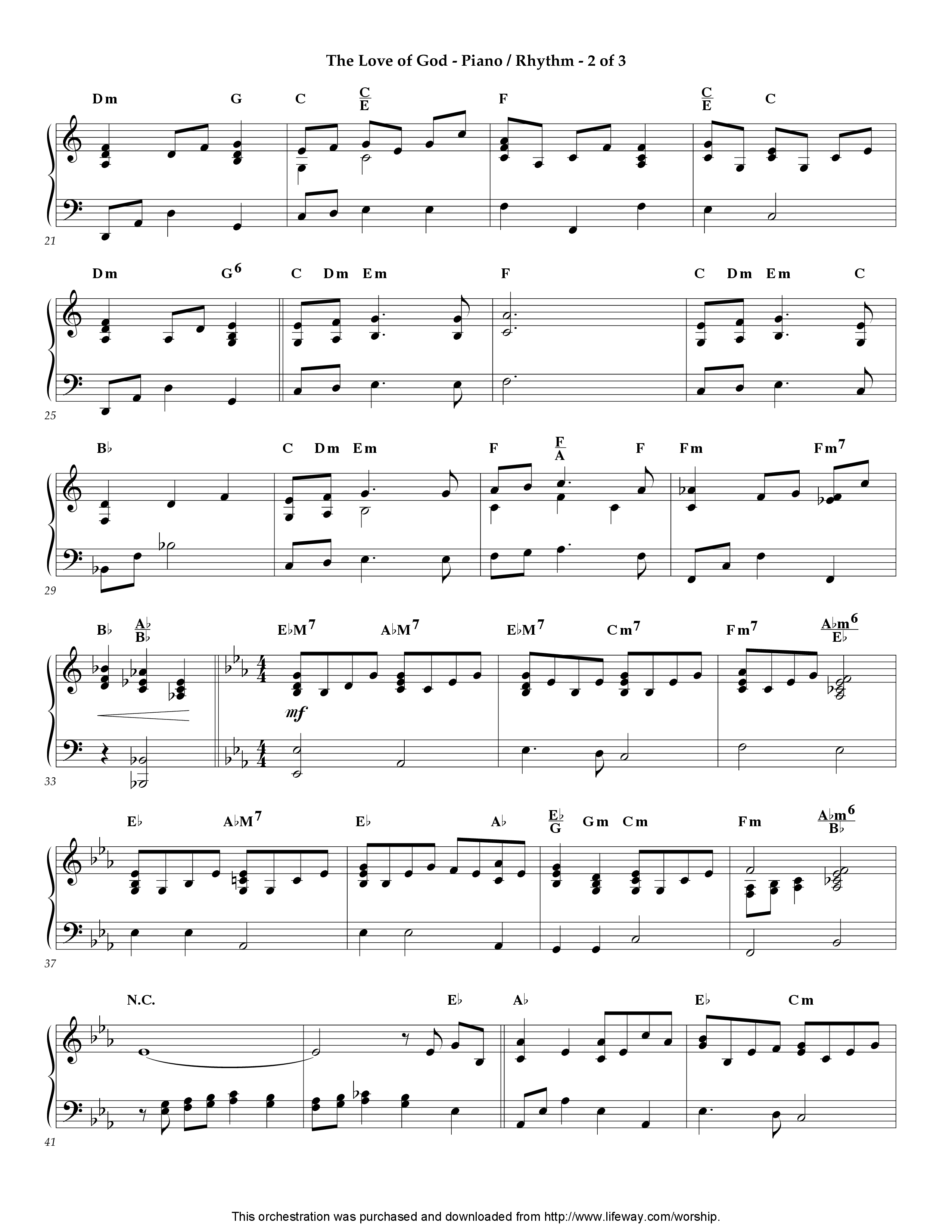 The Love Of God (Instrumental) Piano Sheet (Lifeway Worship / Arr. Jeff Cranfill)