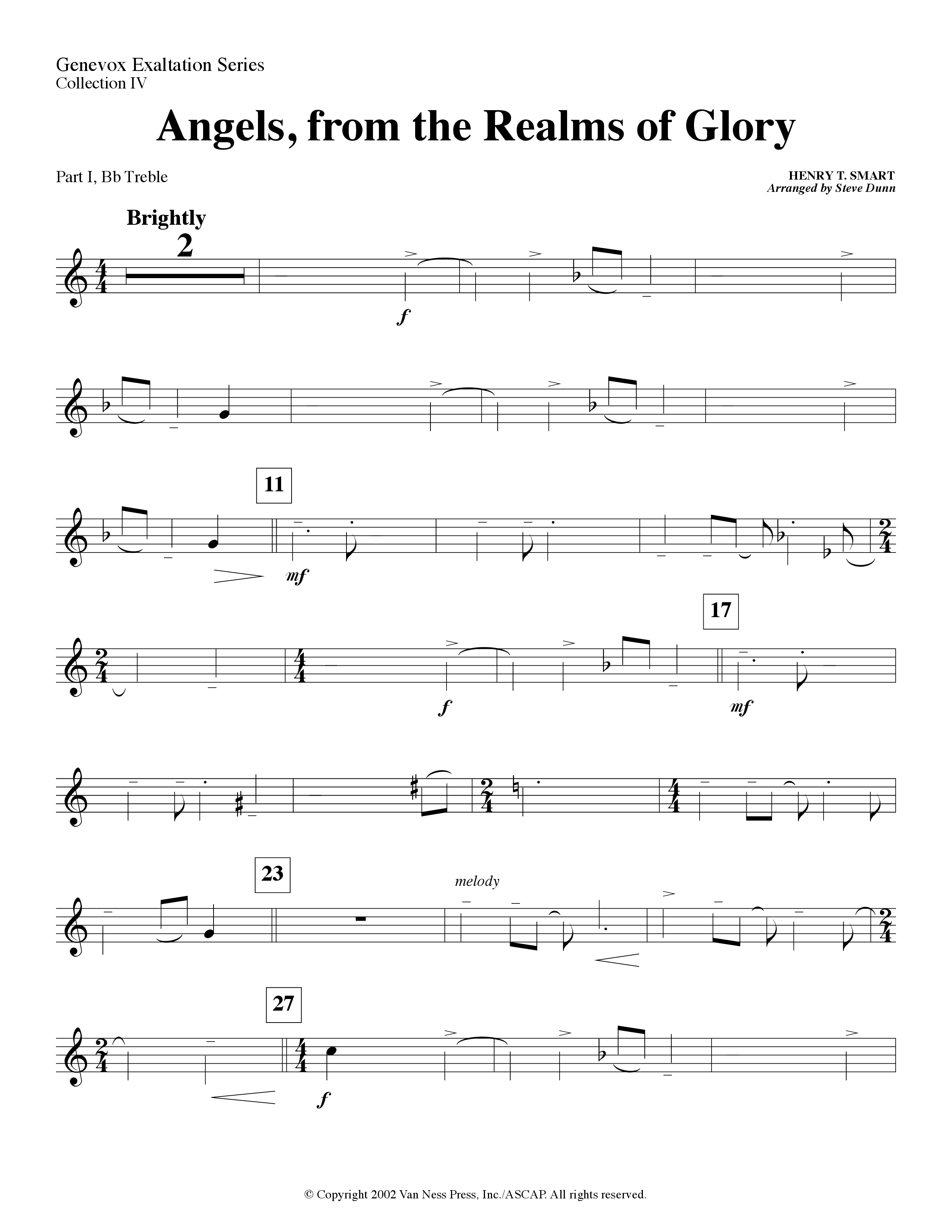 Angels From The Realms Of Glory (Instrumental) Part 1: Bb, C, Eb Treble (Lifeway Worship / Arr. Steve Dunn)