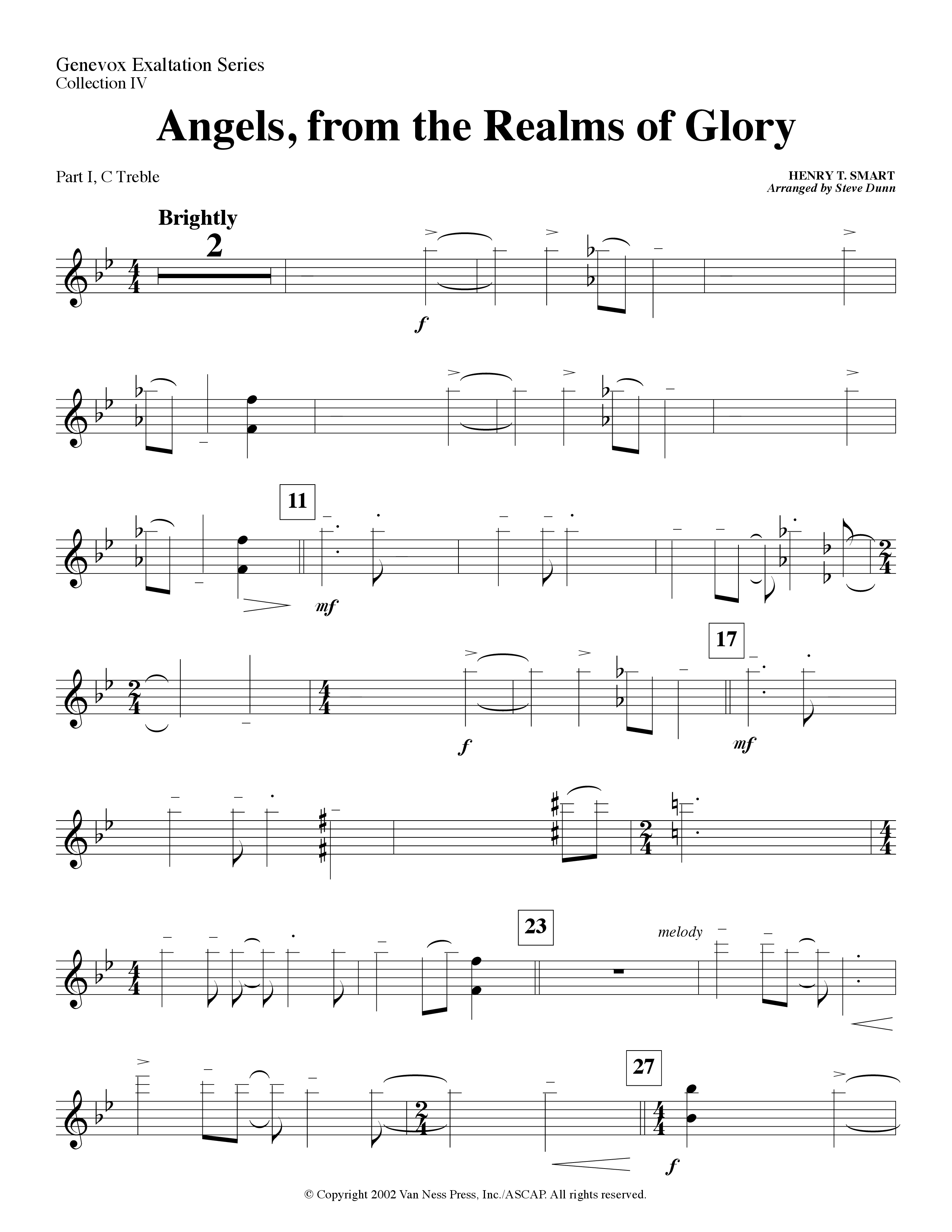 Angels From The Realms Of Glory (Instrumental) Part 1: Bb, C, Eb Treble (Lifeway Worship / Arr. Steve Dunn)