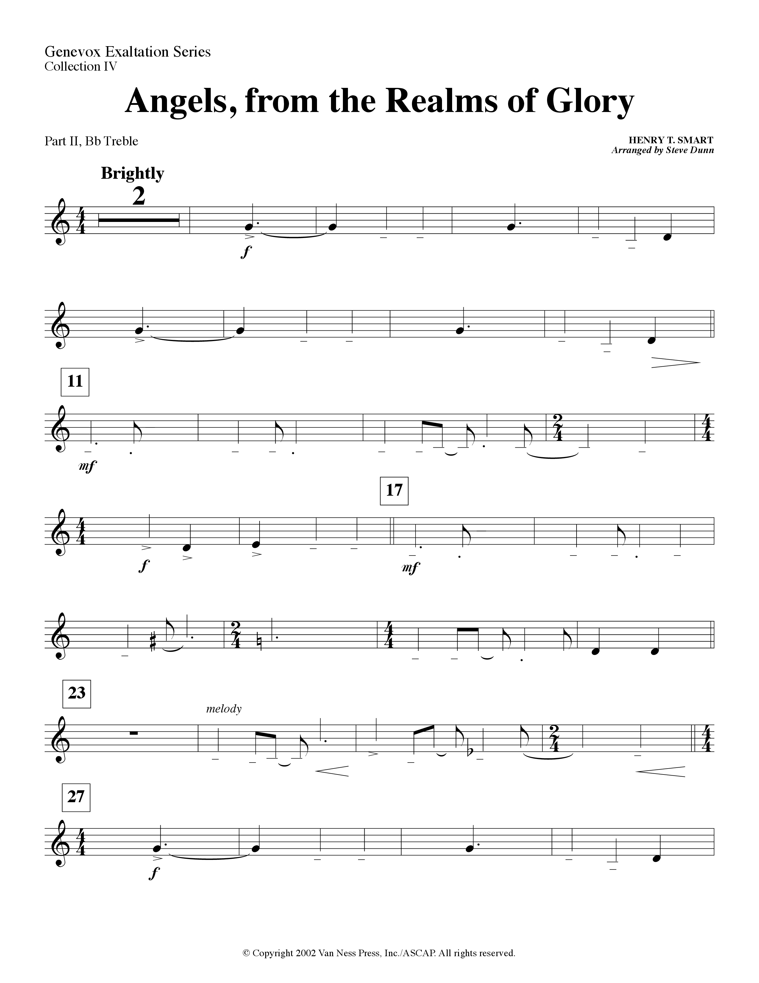 Angels From The Realms Of Glory (Instrumental) Part 2: Bb, C, Eb, F Treble (Lifeway Worship / Arr. Steve Dunn)