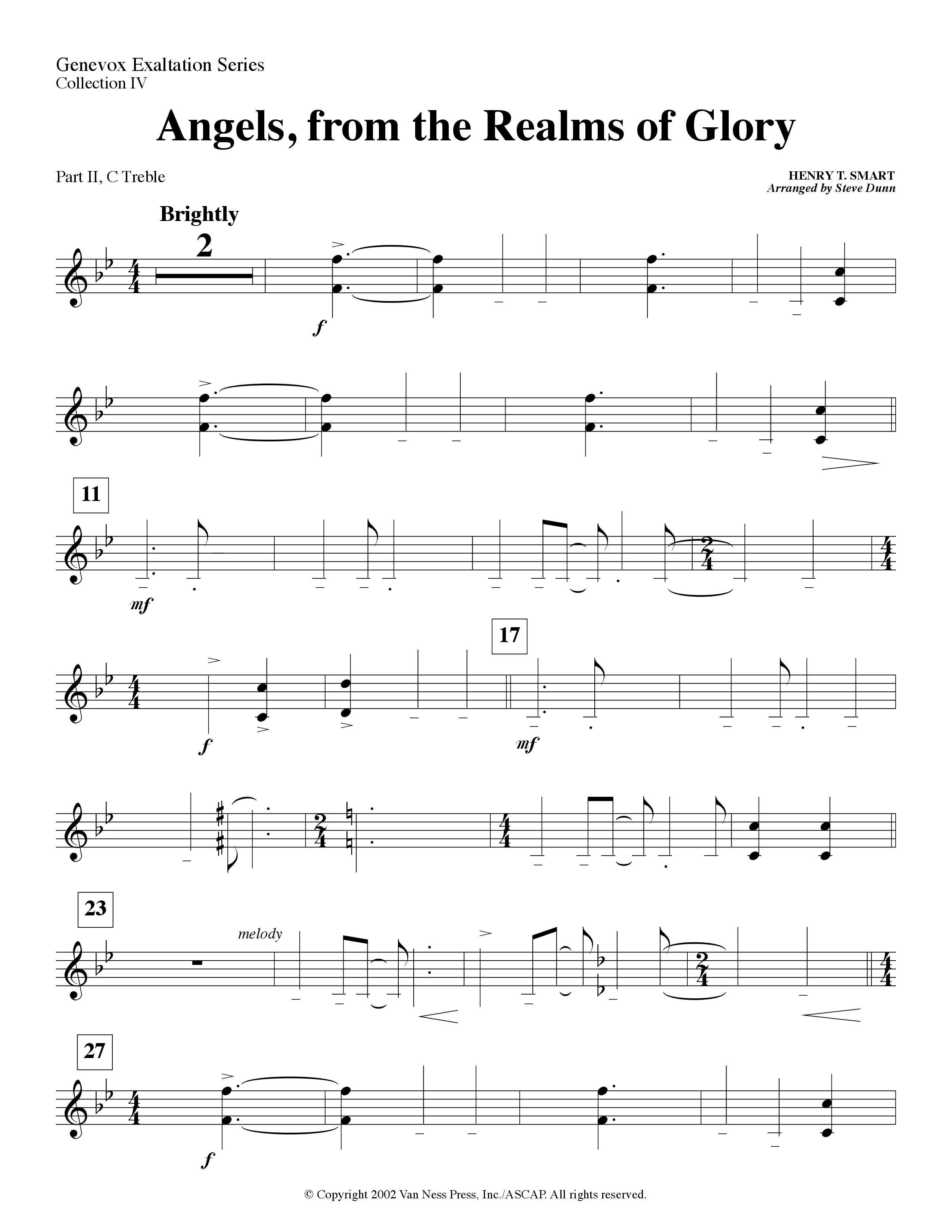 Angels From The Realms Of Glory (Instrumental) Part 2: Bb, C, Eb, F Treble (Lifeway Worship / Arr. Steve Dunn)