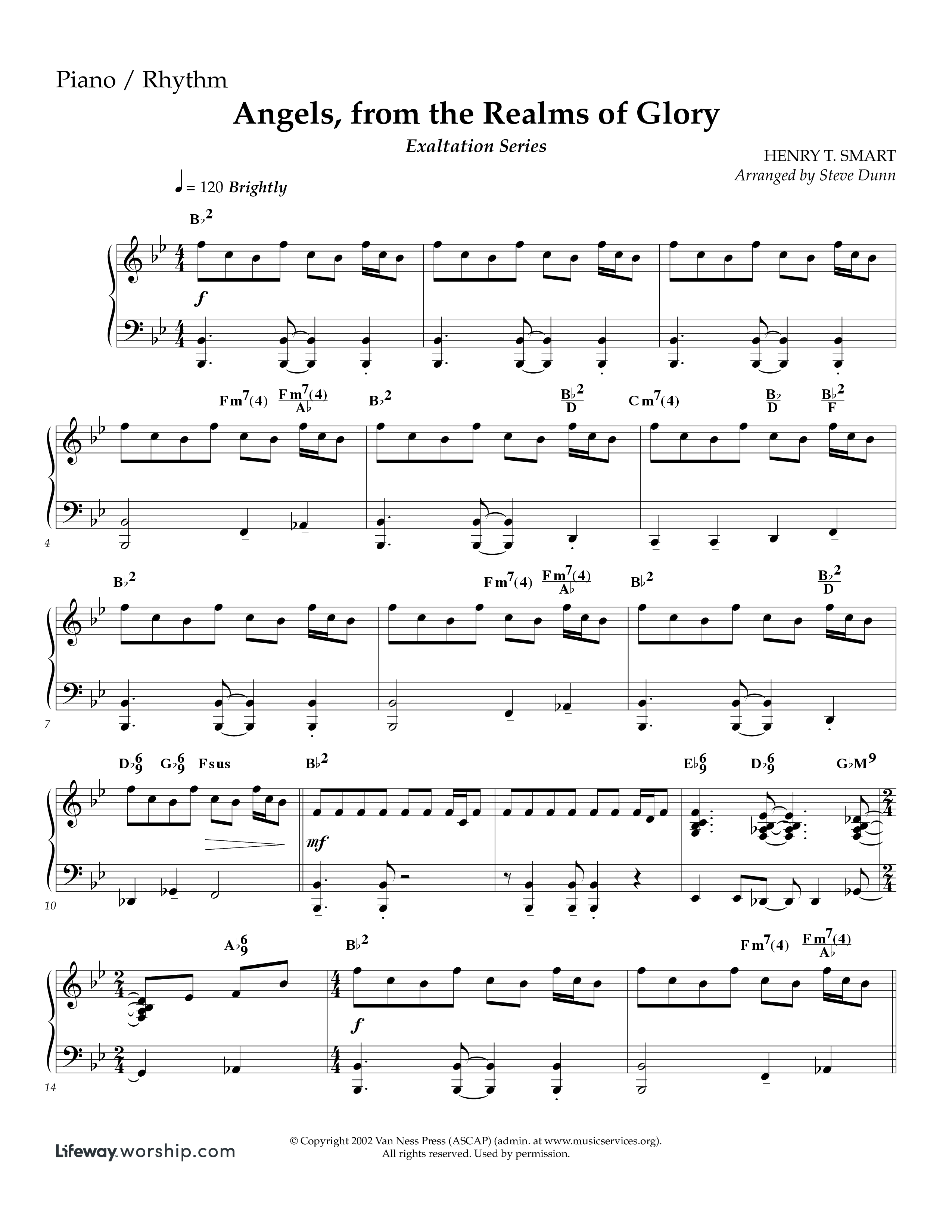 Angels From The Realms Of Glory (Instrumental) Piano Sheet (Lifeway Worship / Arr. Steve Dunn)