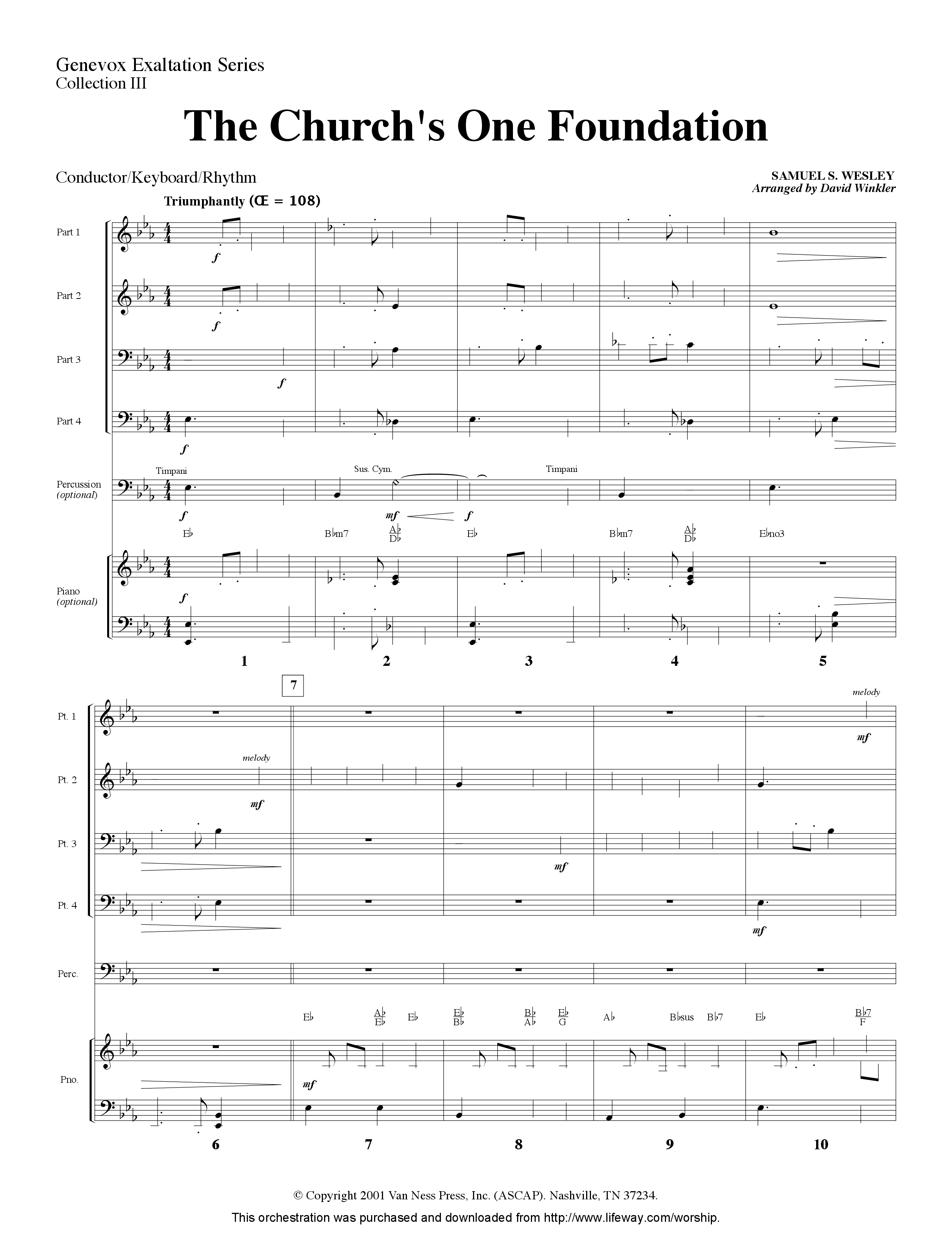 The Church's One Foundation (Instrumental) Conductor's Score (Lifeway Worship / Arr. David Winkler)