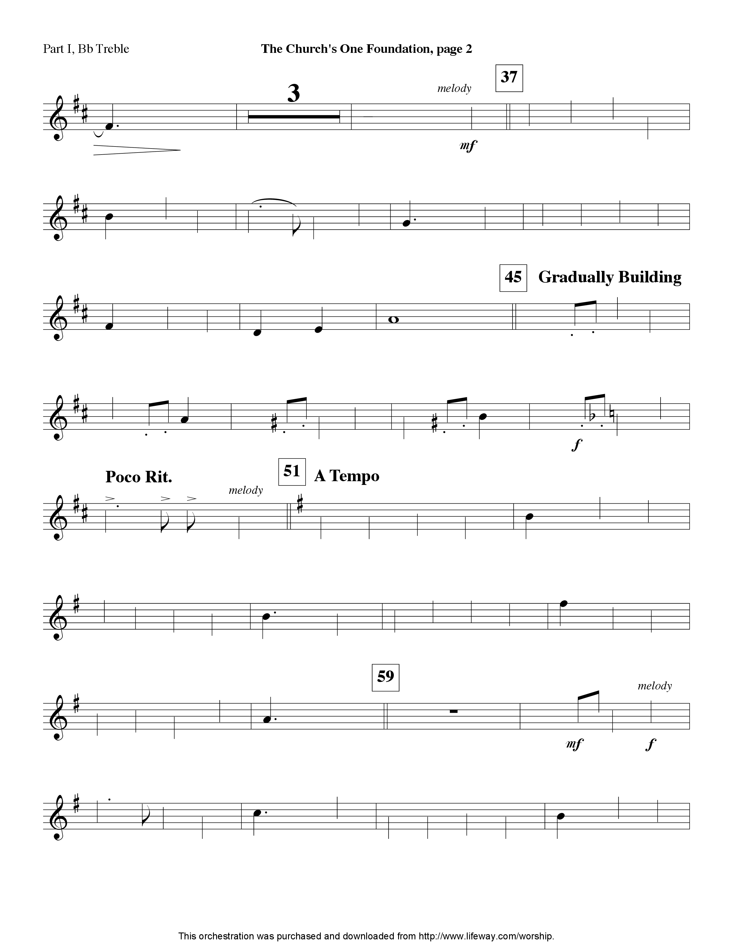 The Church's One Foundation (Instrumental) Part 1: Bb, C, Eb Treble (Lifeway Worship / Arr. David Winkler)