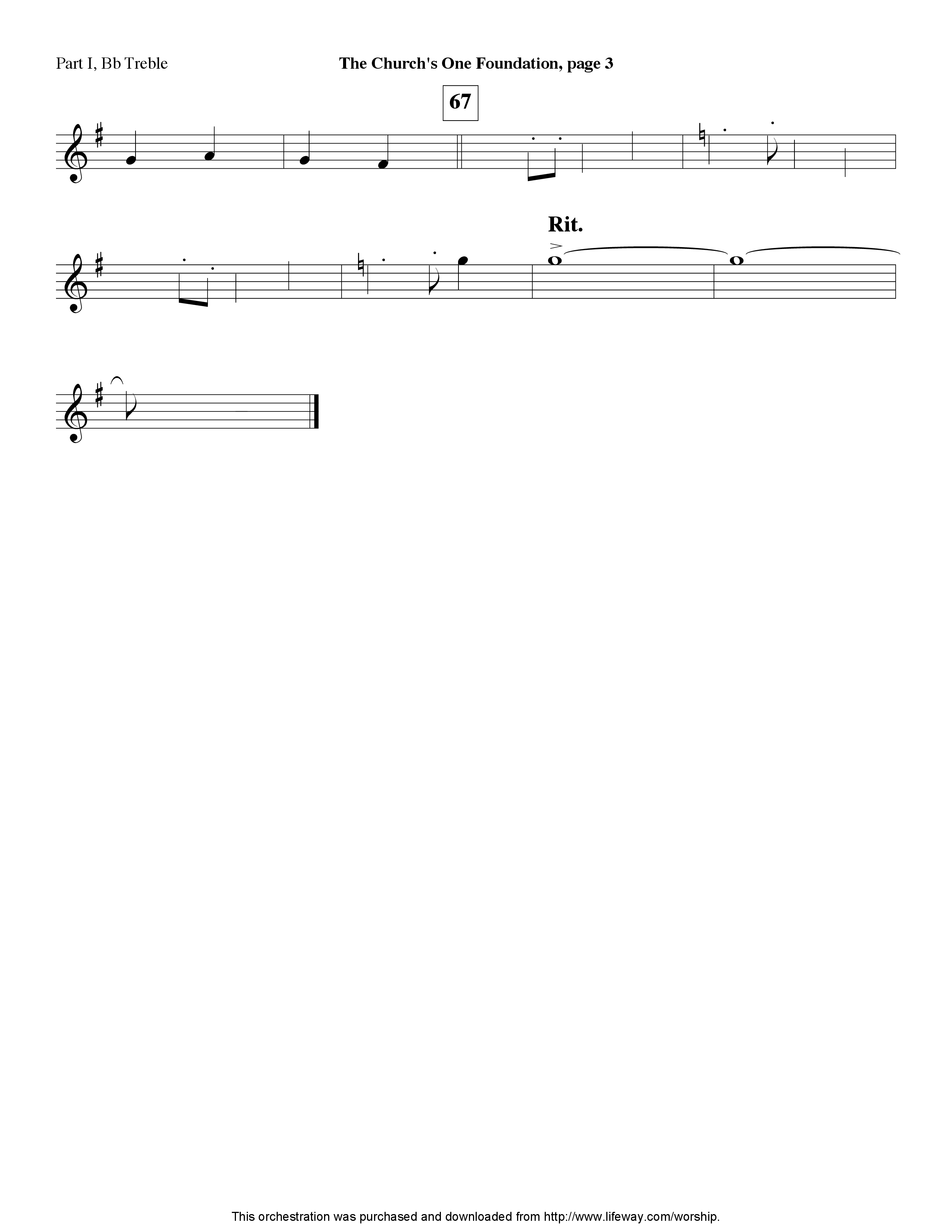The Church's One Foundation (Instrumental) Part 1: Bb, C, Eb Treble (Lifeway Worship / Arr. David Winkler)
