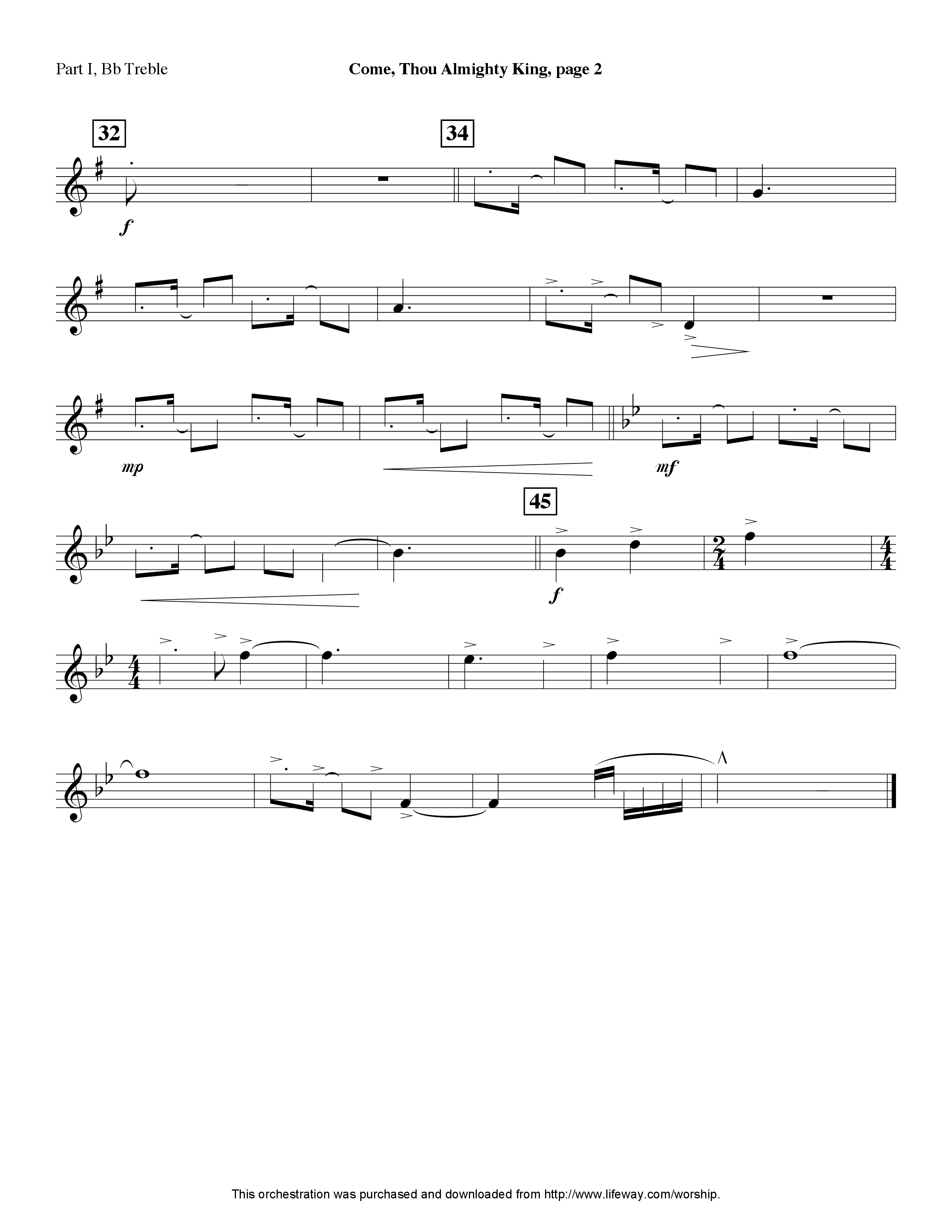 Come Thou Almighty King (Instrumental) Part 1: Bb, C, Eb Treble (Lifeway Worship / Arr. Ed Hogan)