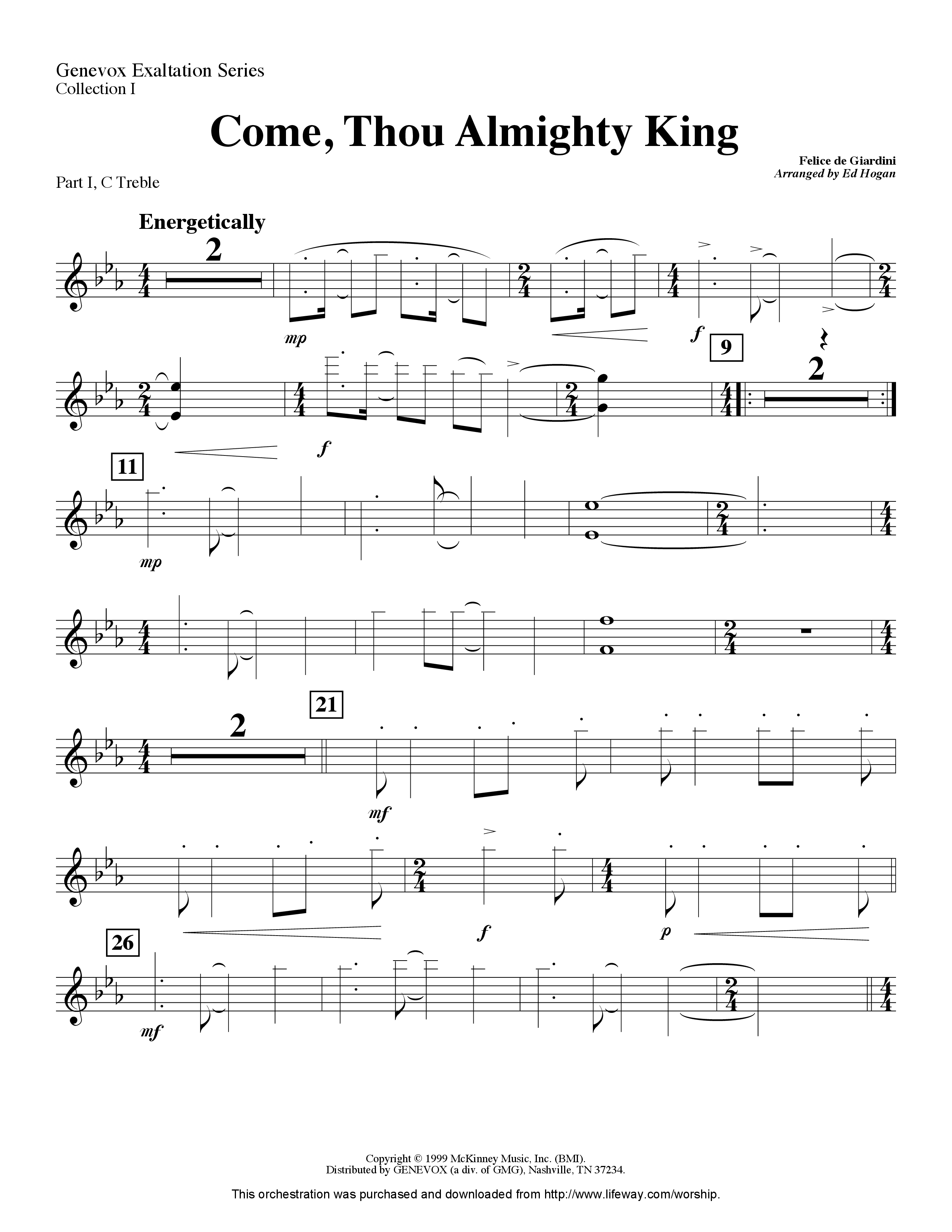 Come Thou Almighty King (Instrumental) Part 1: Bb, C, Eb Treble (Lifeway Worship / Arr. Ed Hogan)