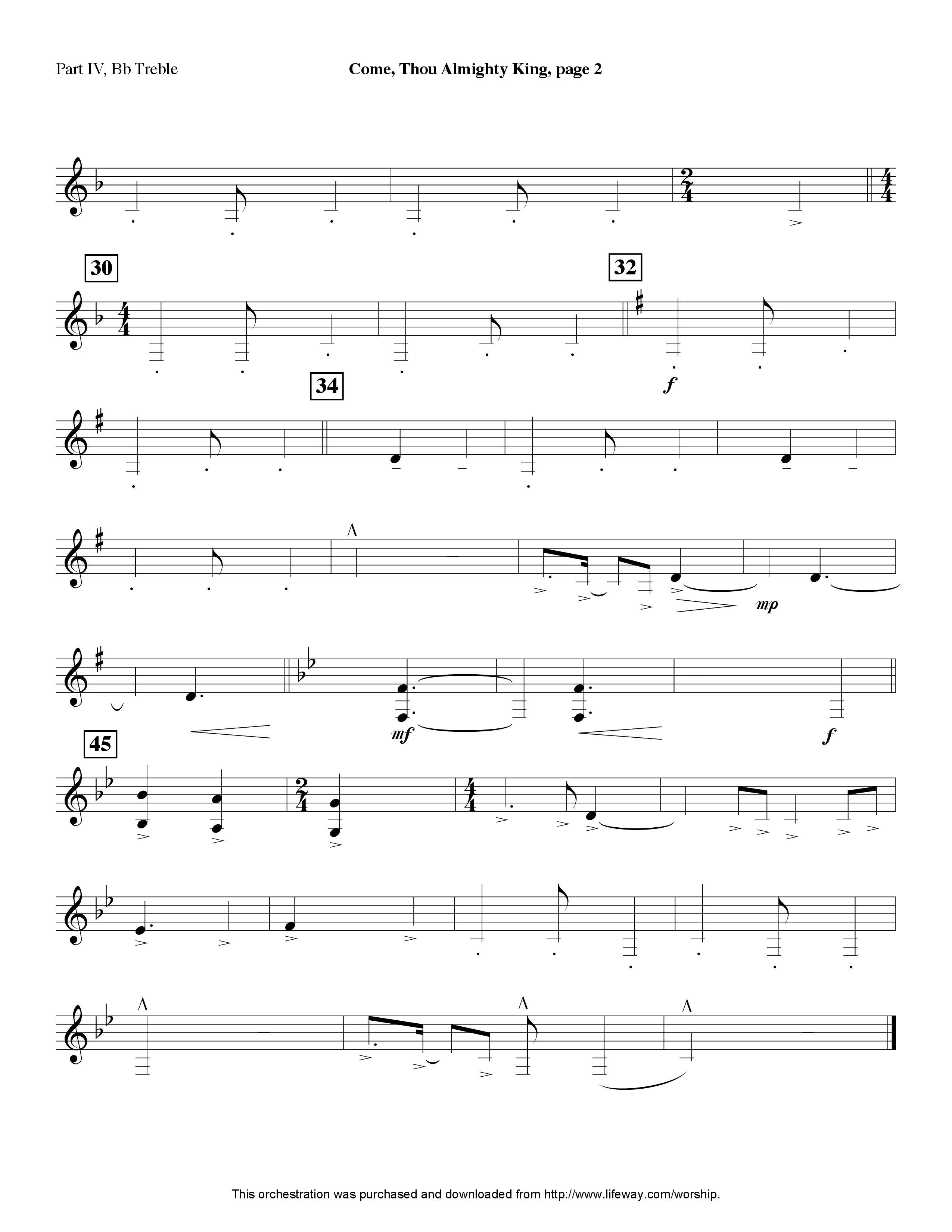 Come Thou Almighty King (Instrumental) Part 4: Bb, Eb Treble, C Bass (Lifeway Worship / Arr. Ed Hogan)