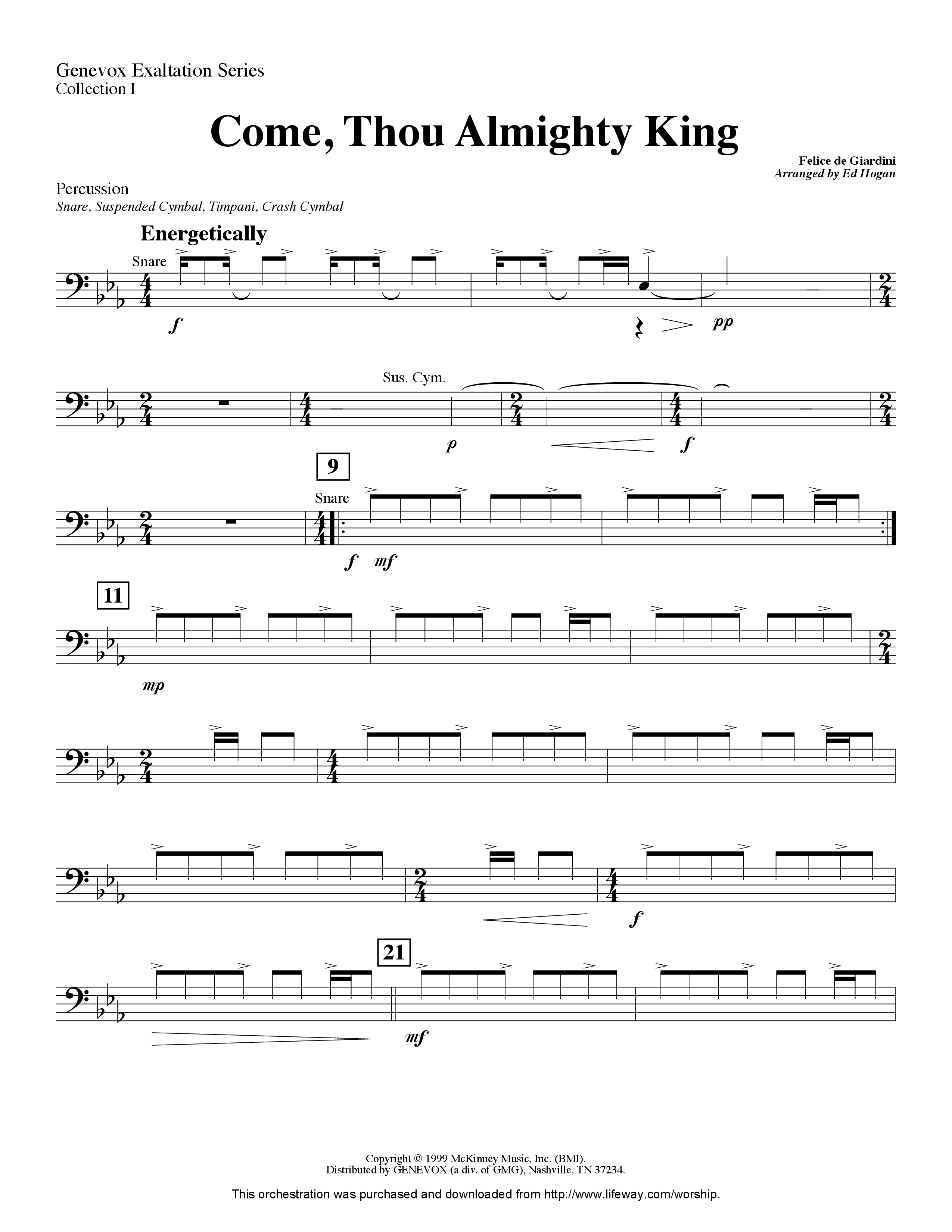 Come Thou Almighty King (Instrumental) Percussion (Lifeway Worship / Arr. Ed Hogan)