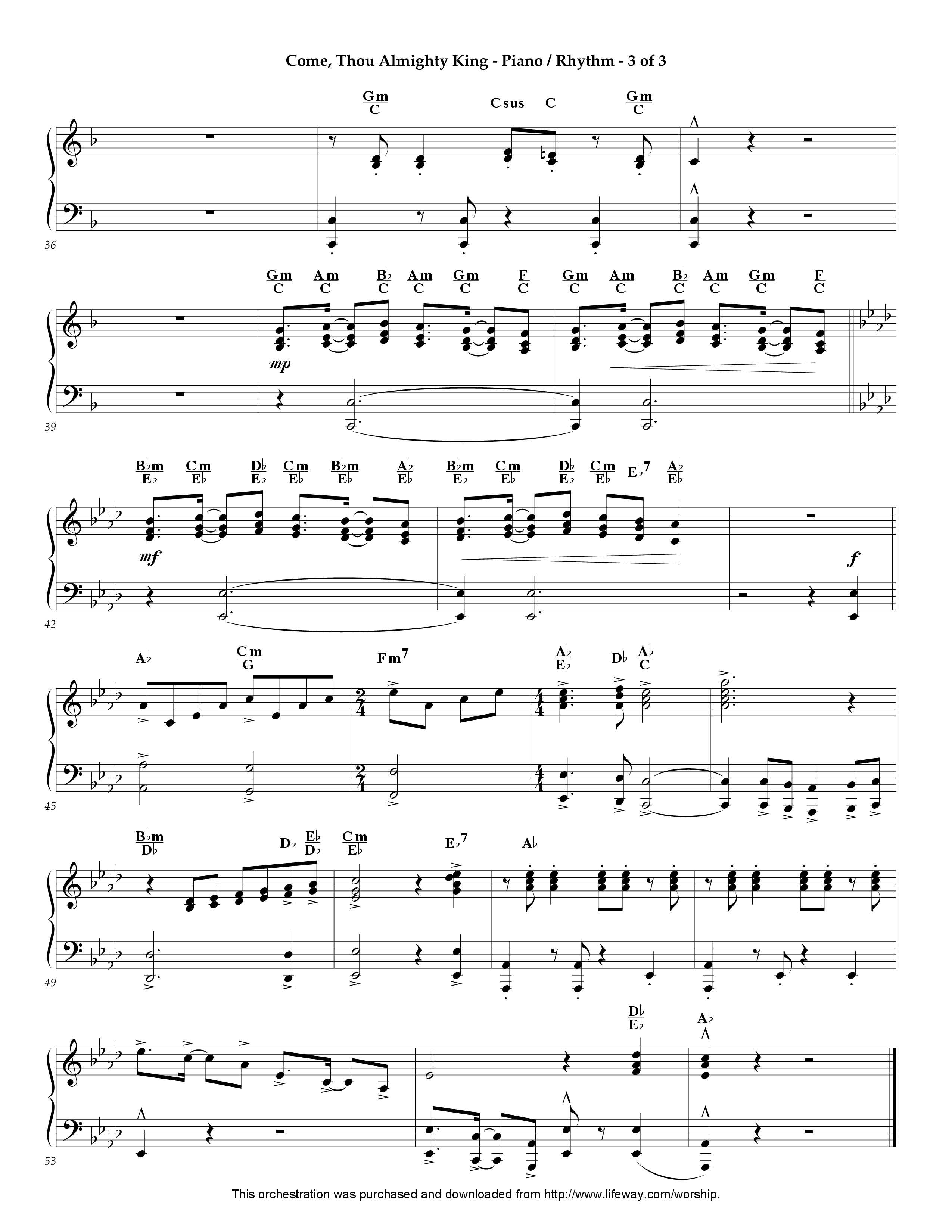 Come Thou Almighty King (Instrumental) Piano Sheet (Lifeway Worship / Arr. Ed Hogan)