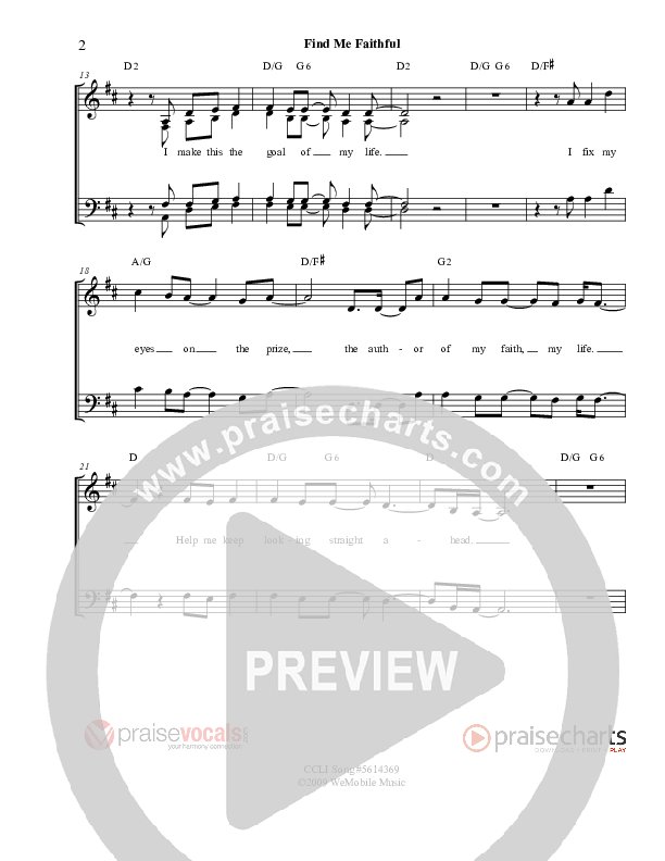 Find Me Faithful Lead Sheet (PraiseVocals)