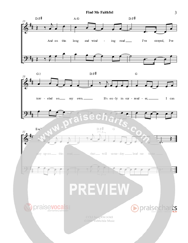 Find Me Faithful Lead Sheet (PraiseVocals)