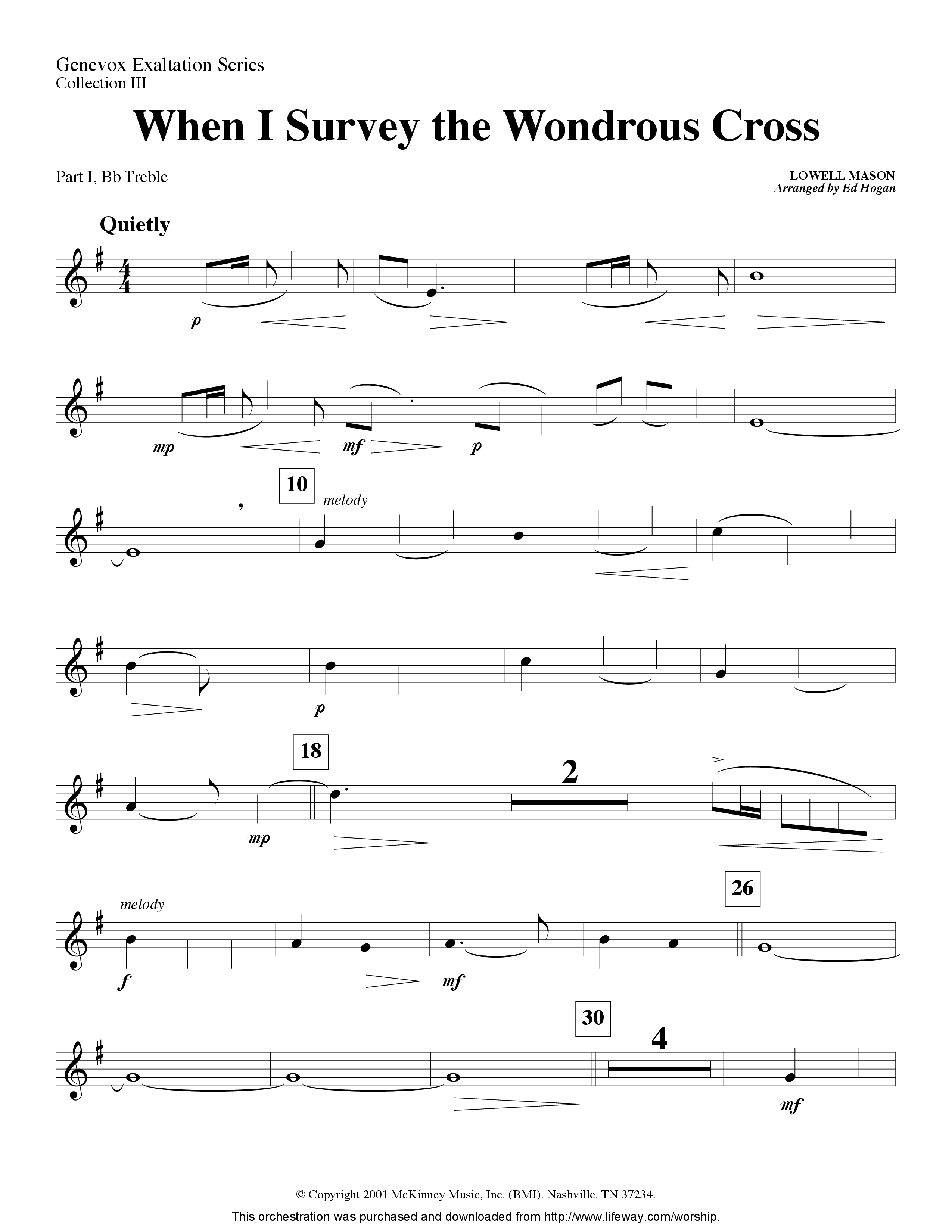 When I Survey The Wondrous Cross (Instrumental) Part 1: Bb, C, Eb Treble (Lifeway Worship / Arr. Ed Hogan)