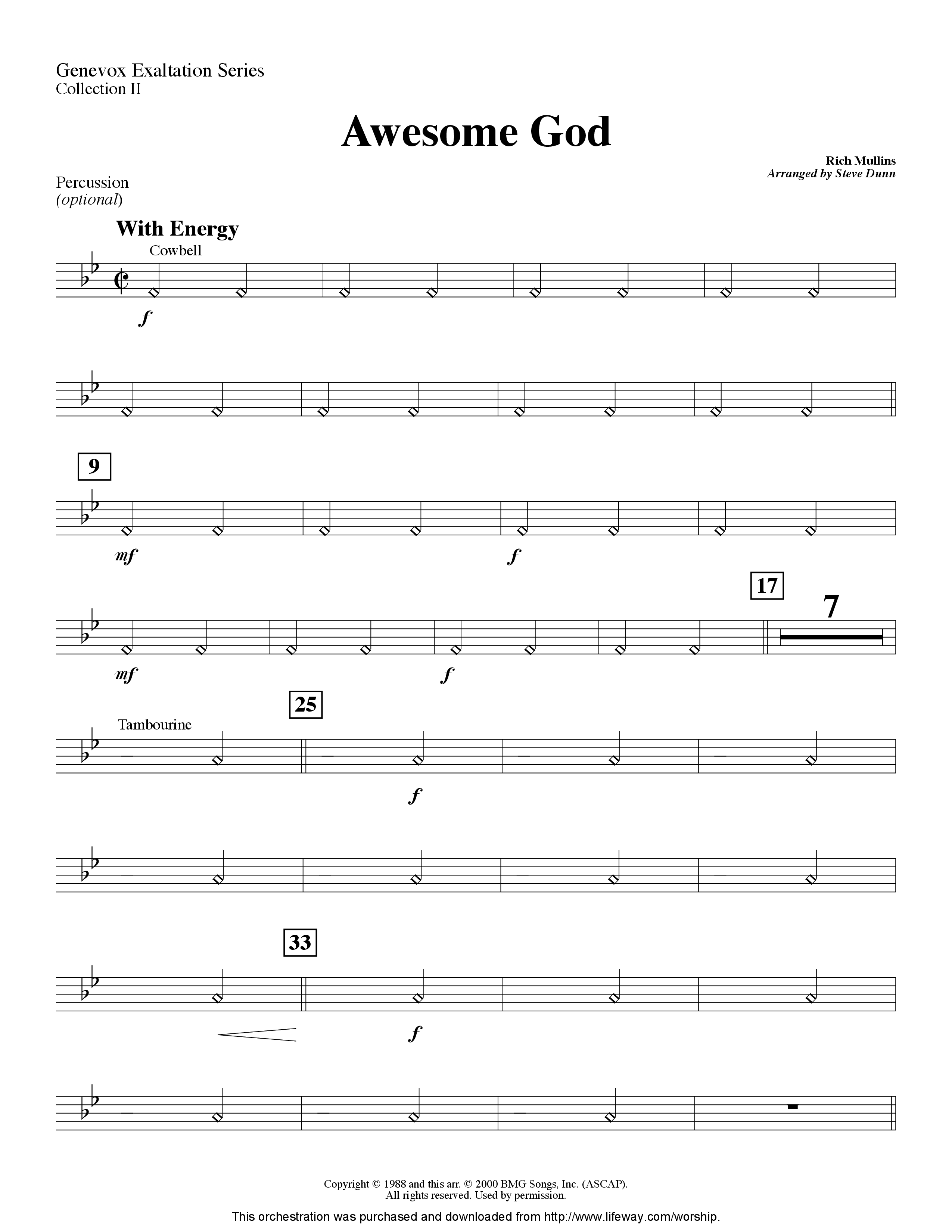 Awesome God (Instrumental) Percussion (Lifeway Worship / Arr. Steve Dunn)