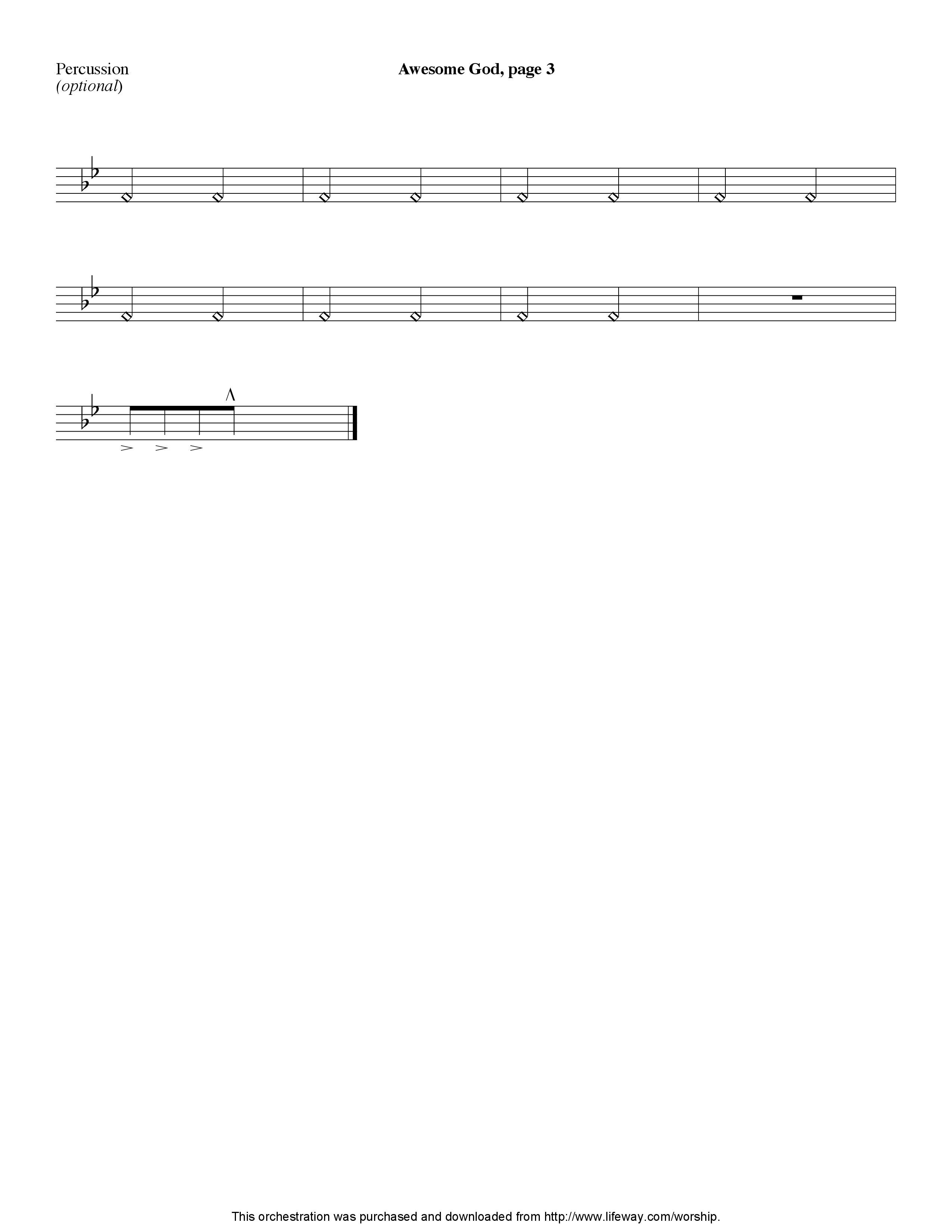 Awesome God (Instrumental) Percussion (Lifeway Worship / Arr. Steve Dunn)