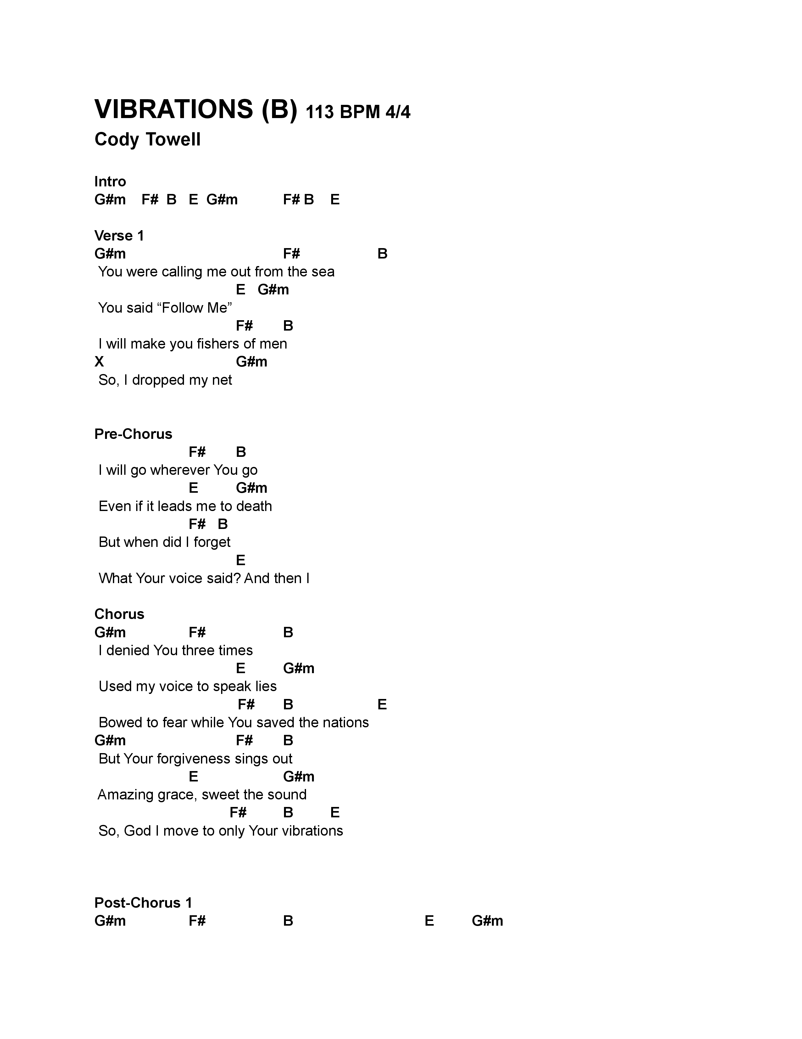 Vibrations Chord Chart (Cody Towell)