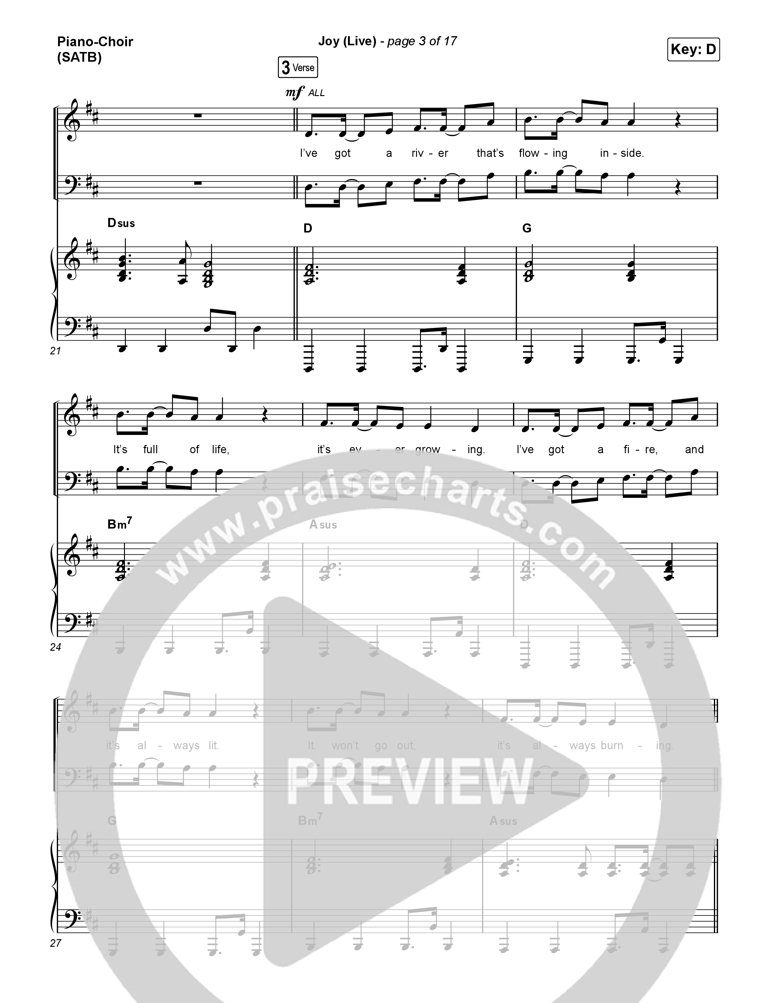 Joy (Live) Piano/Vocal (SATB) (Chandler Moore / Israel Houghton)