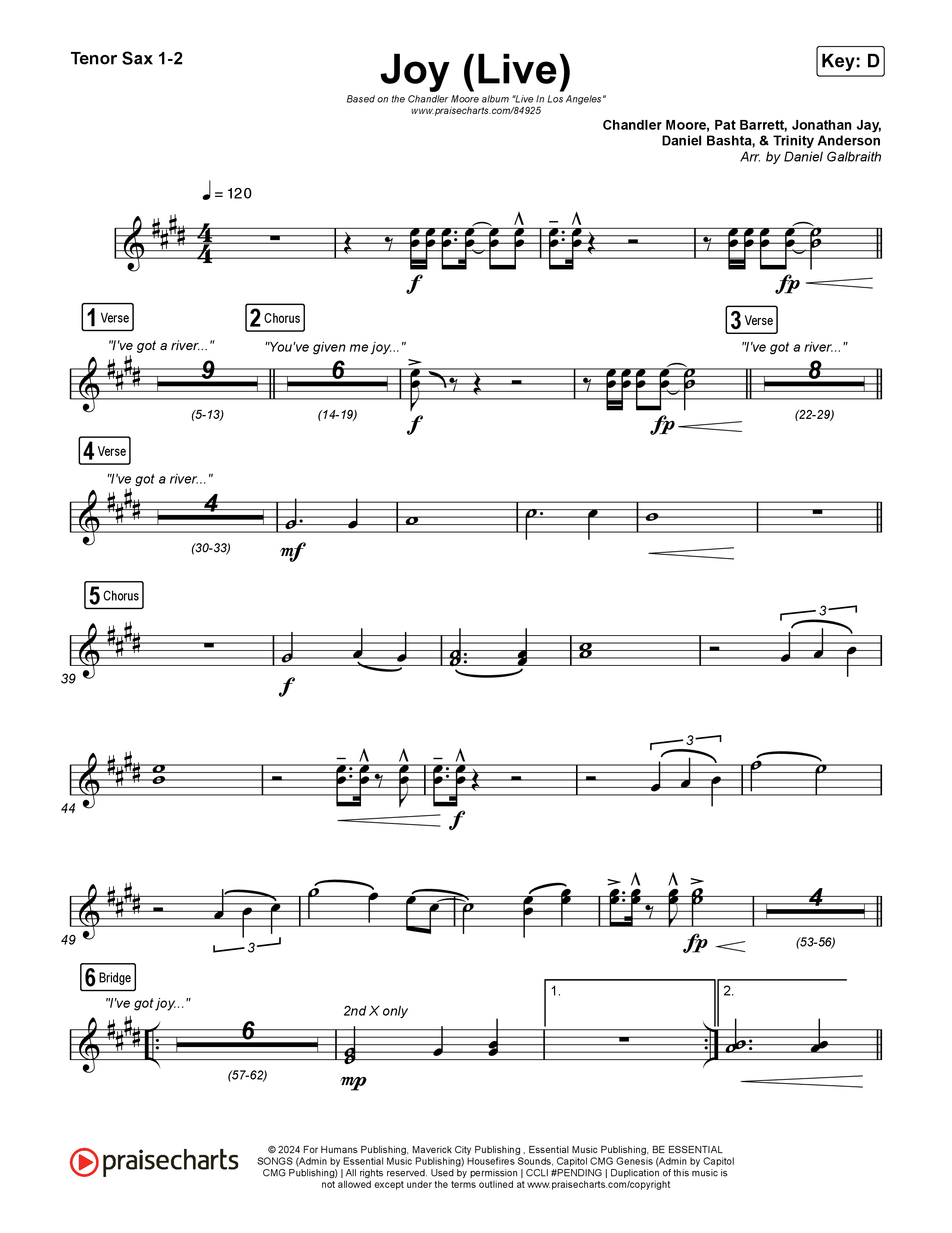 Joy (Live) Tenor Sax 1,2 (Chandler Moore / Israel Houghton)