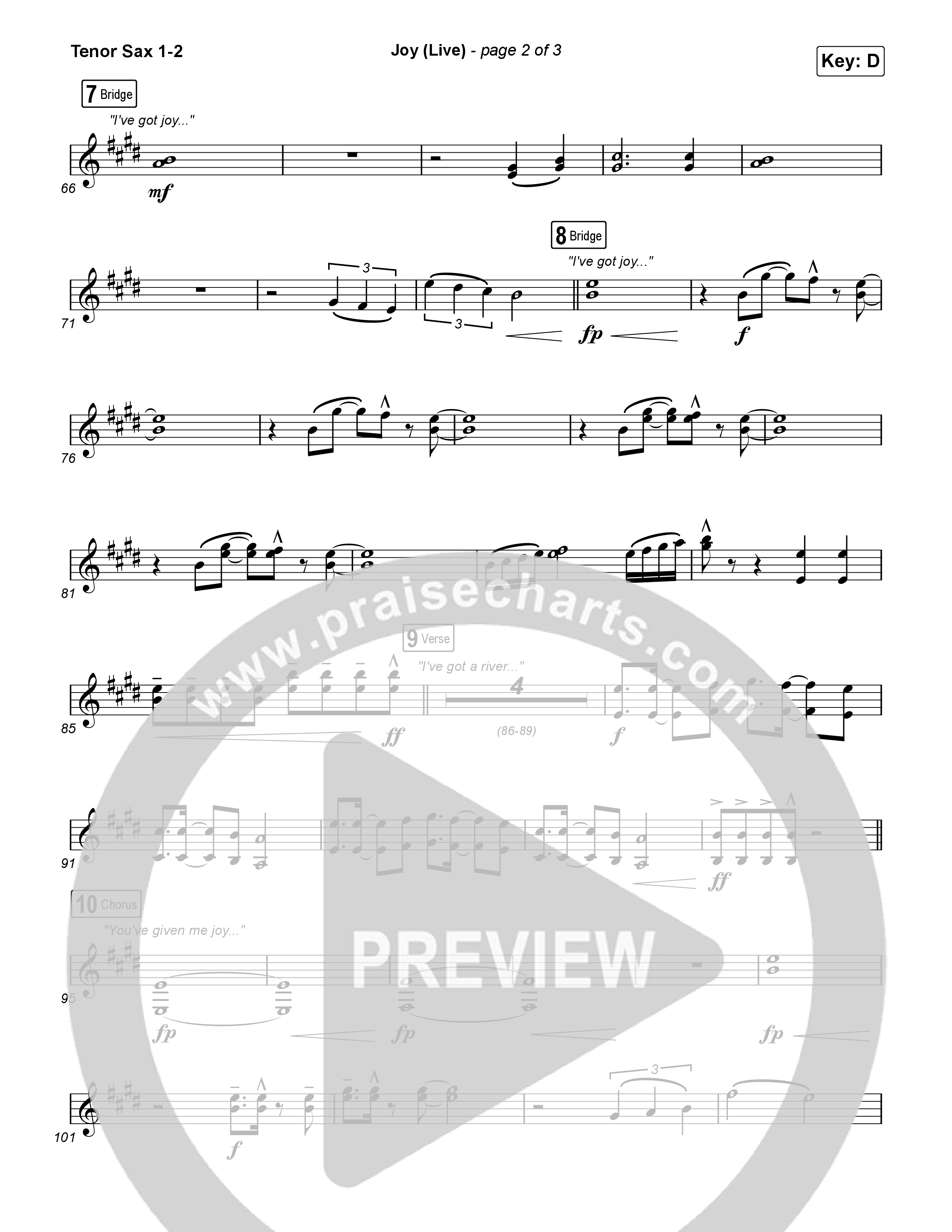 Joy (Live) Tenor Sax 1,2 (Chandler Moore / Israel Houghton)