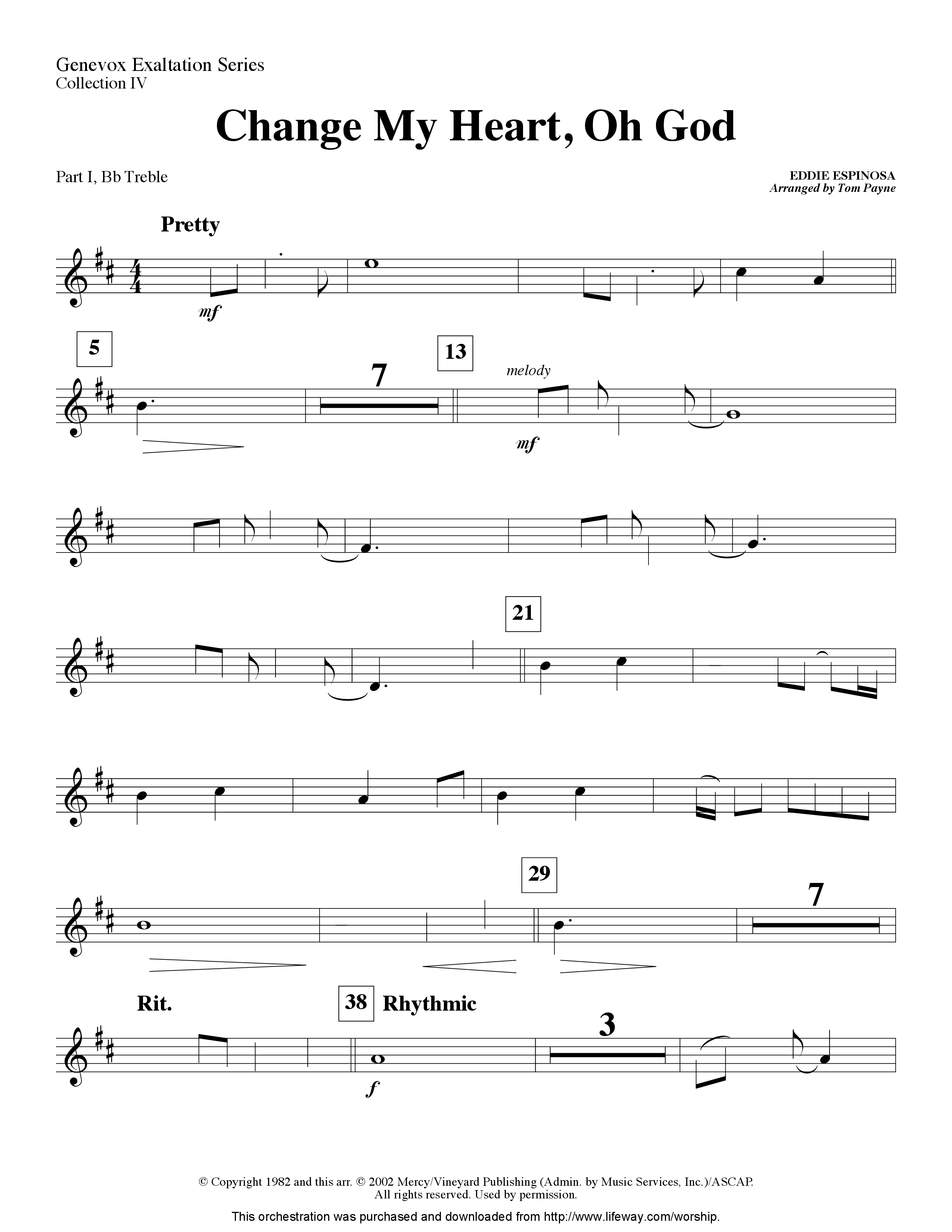 Change My Heart Oh God (Instrumental) Part 1: Bb, C, Eb Treble (Lifeway Worship / Arr. Tom Payne)