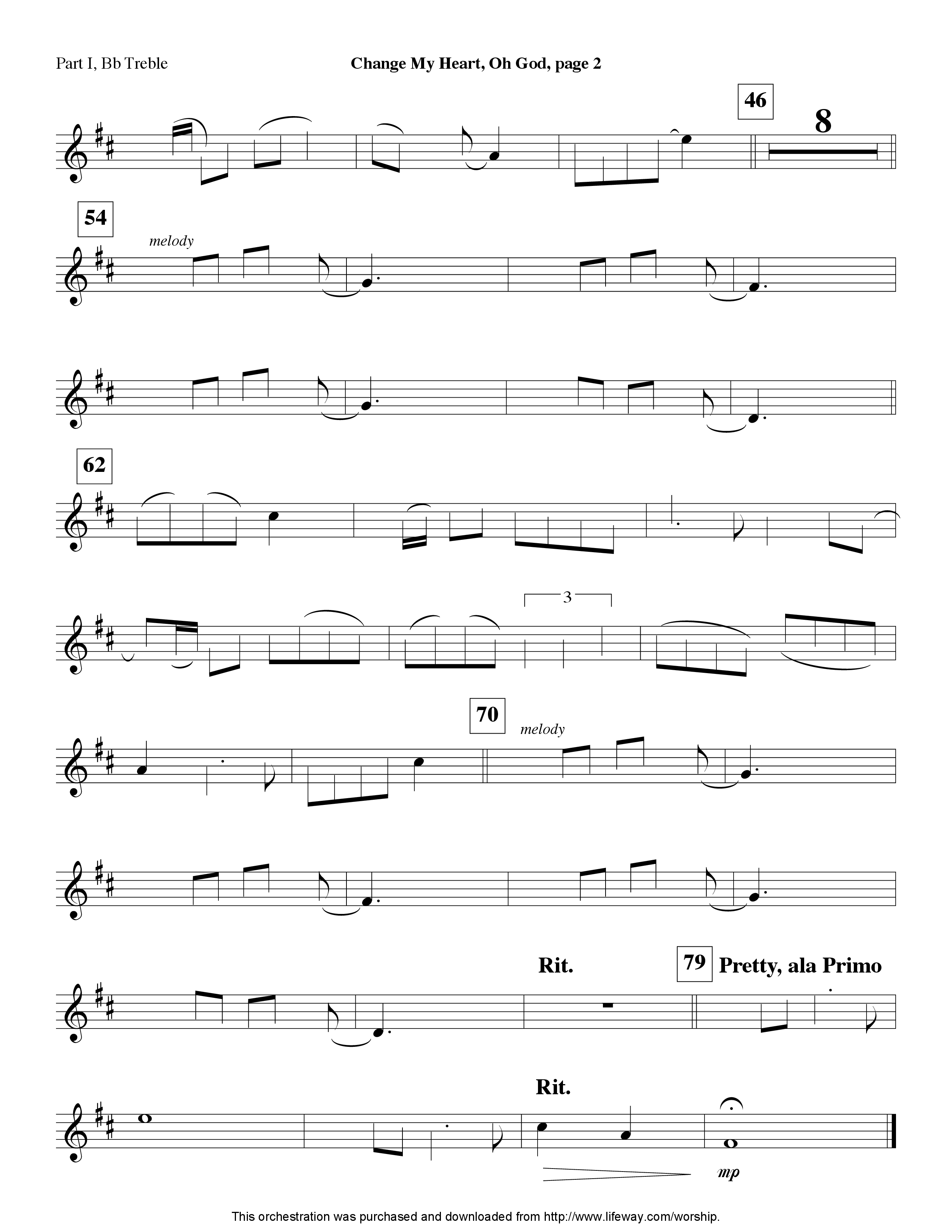 Change My Heart Oh God (Instrumental) Part 1: Bb, C, Eb Treble (Lifeway Worship / Arr. Tom Payne)