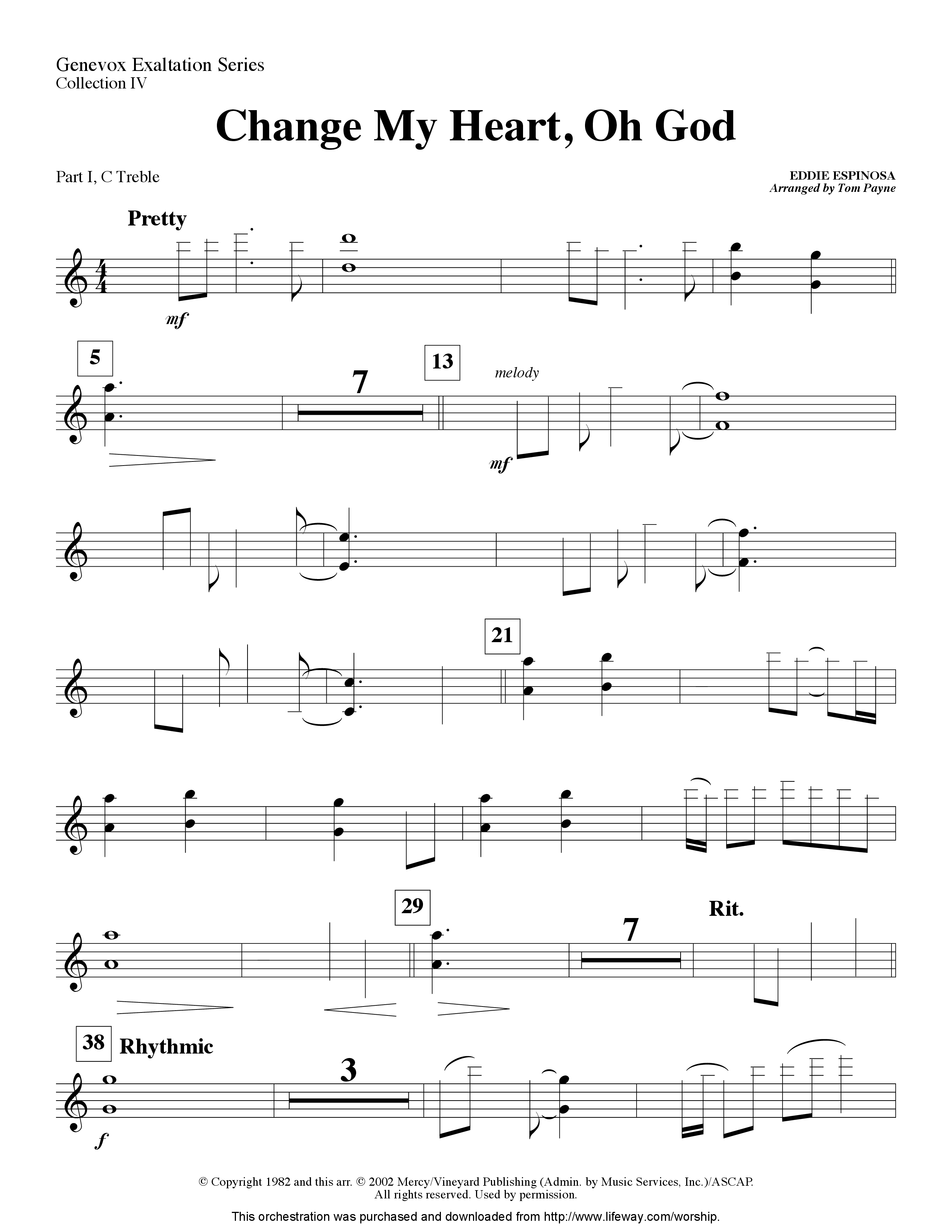 Change My Heart Oh God (Instrumental) Part 1: Bb, C, Eb Treble (Lifeway Worship / Arr. Tom Payne)