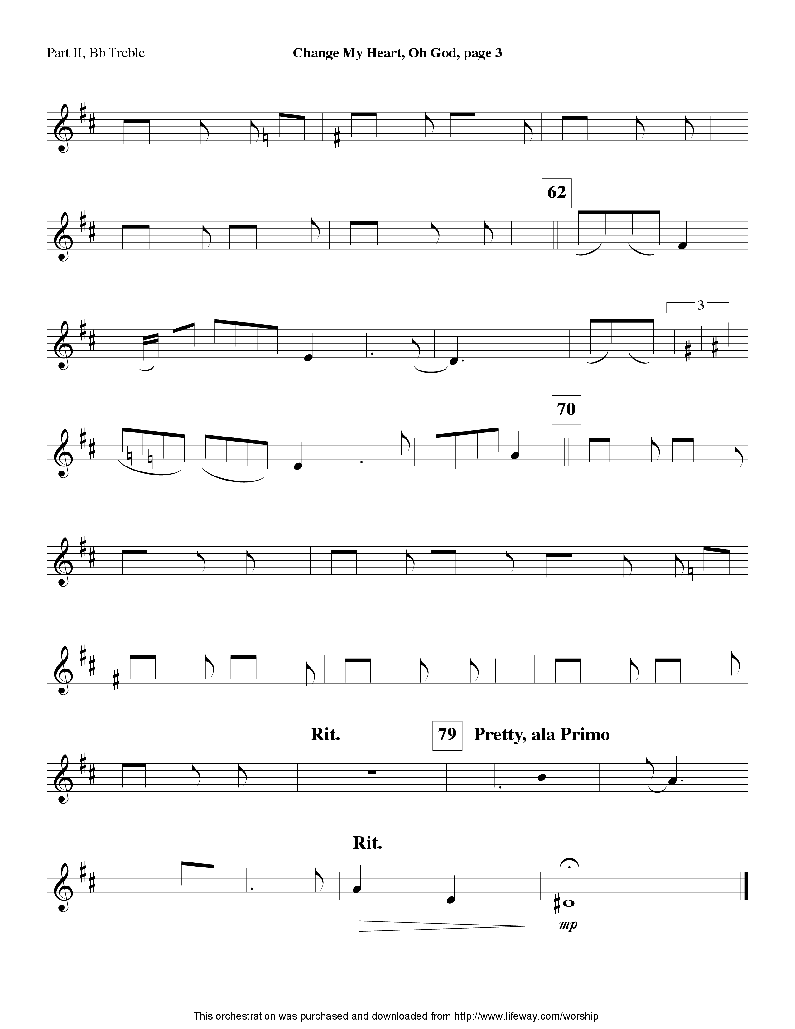 Change My Heart Oh God (Instrumental) Part 2: Bb, C, Eb, F Treble (Lifeway Worship / Arr. Tom Payne)