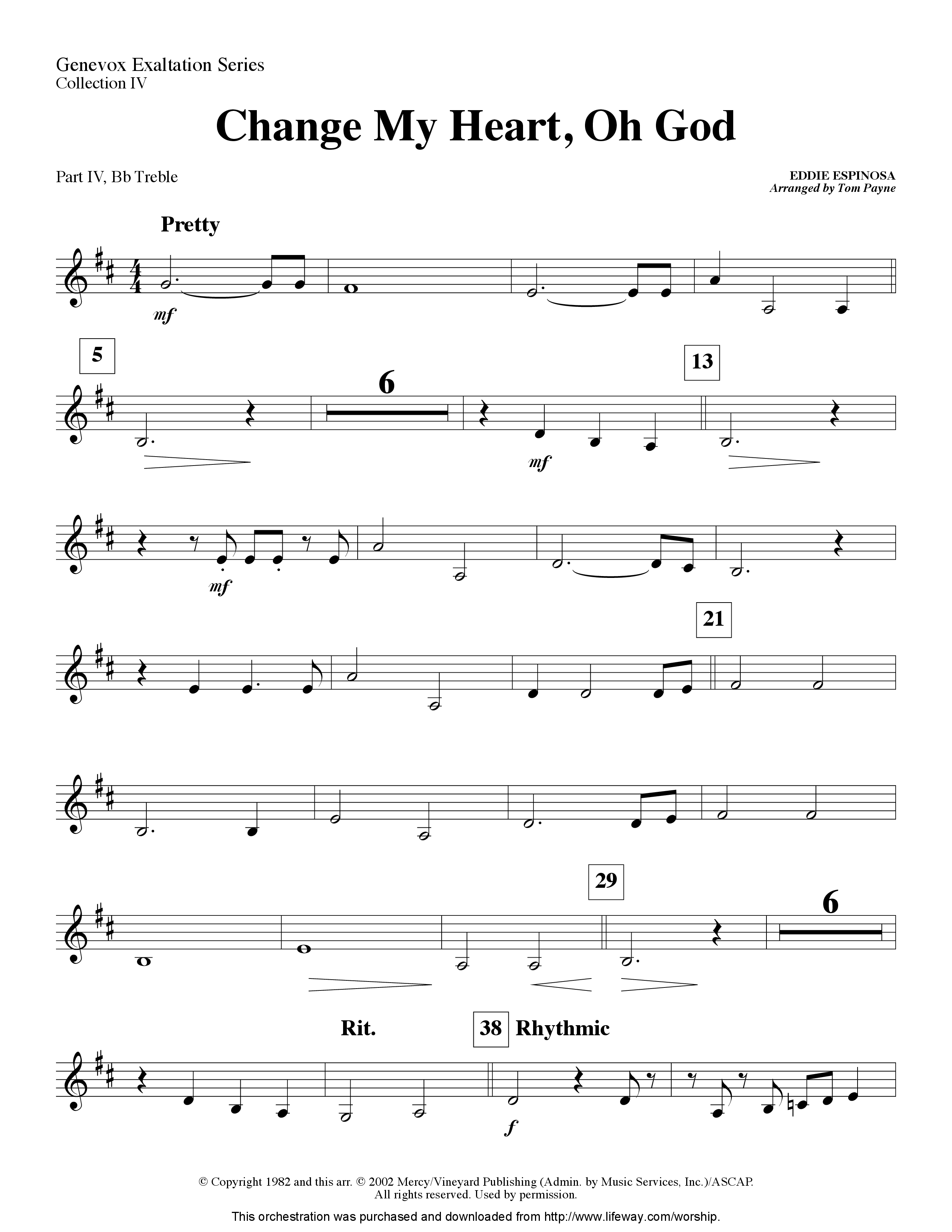 Change My Heart Oh God (Instrumental) Part 4: Bb, Eb Treble, C Bass (Lifeway Worship / Arr. Tom Payne)