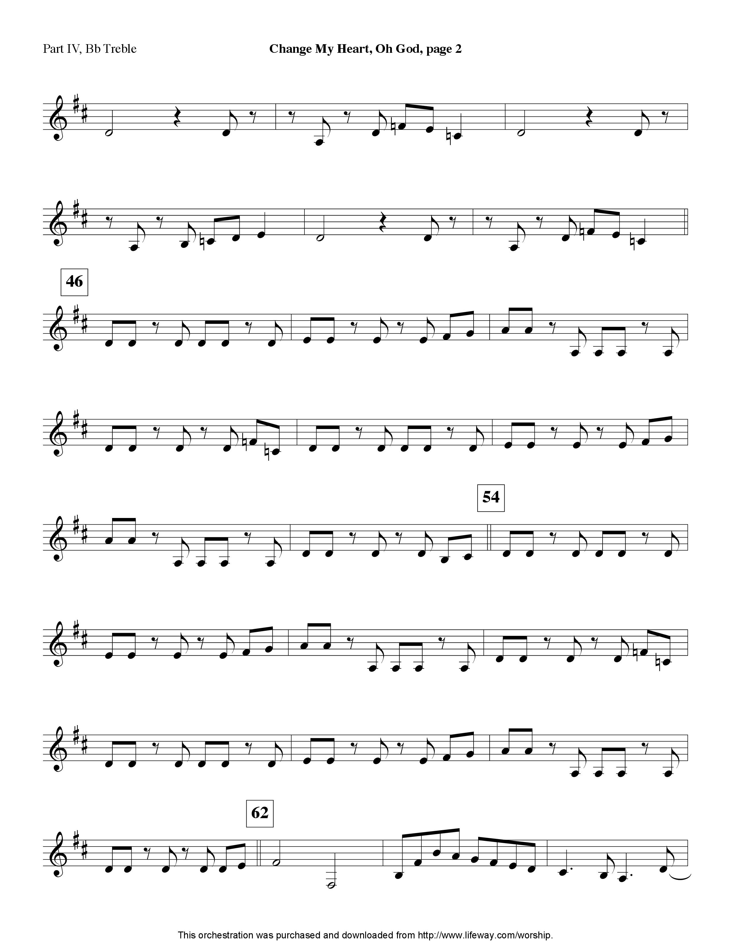 Change My Heart Oh God (Instrumental) Part 4: Bb, Eb Treble, C Bass (Lifeway Worship / Arr. Tom Payne)
