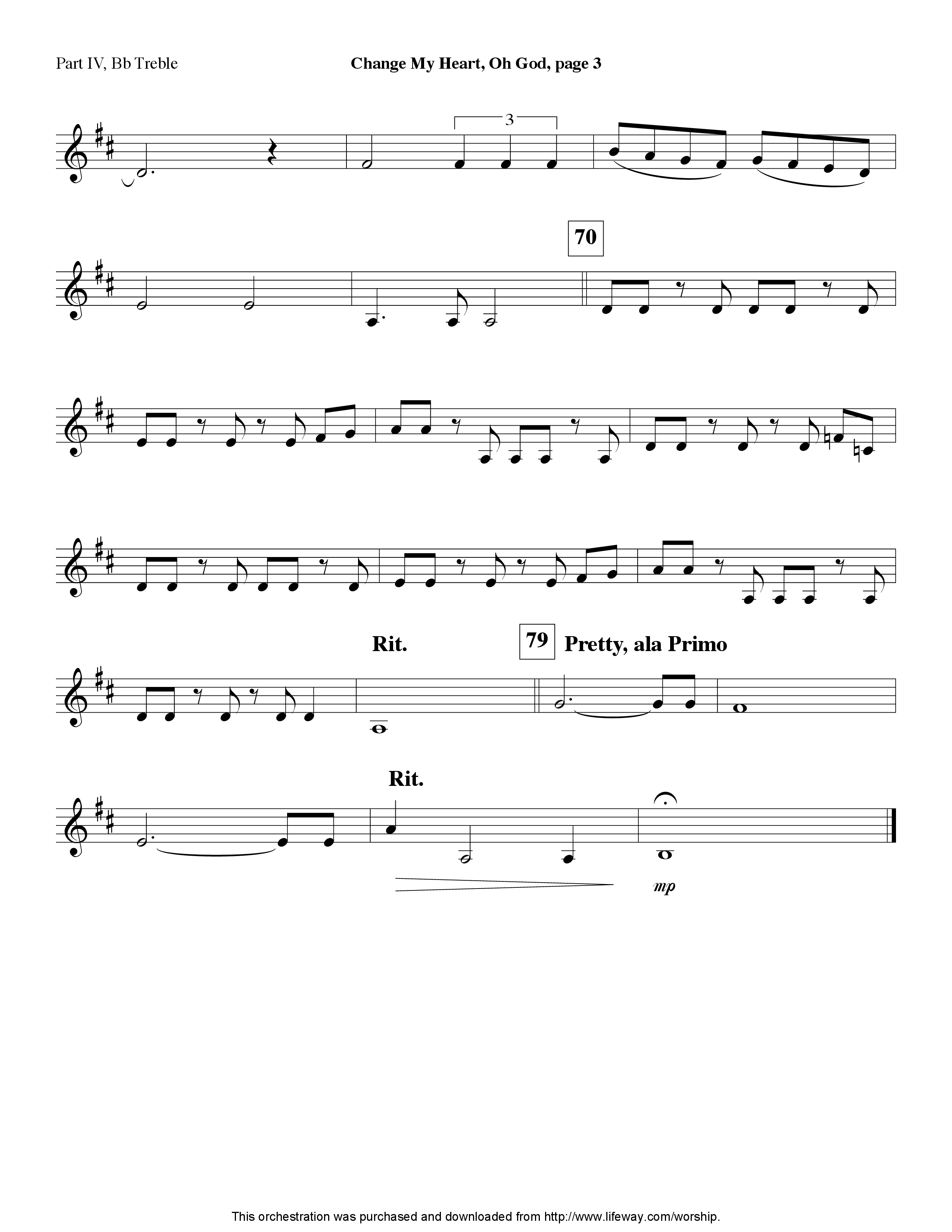 Change My Heart Oh God (Instrumental) Part 4: Bb, Eb Treble, C Bass (Lifeway Worship / Arr. Tom Payne)