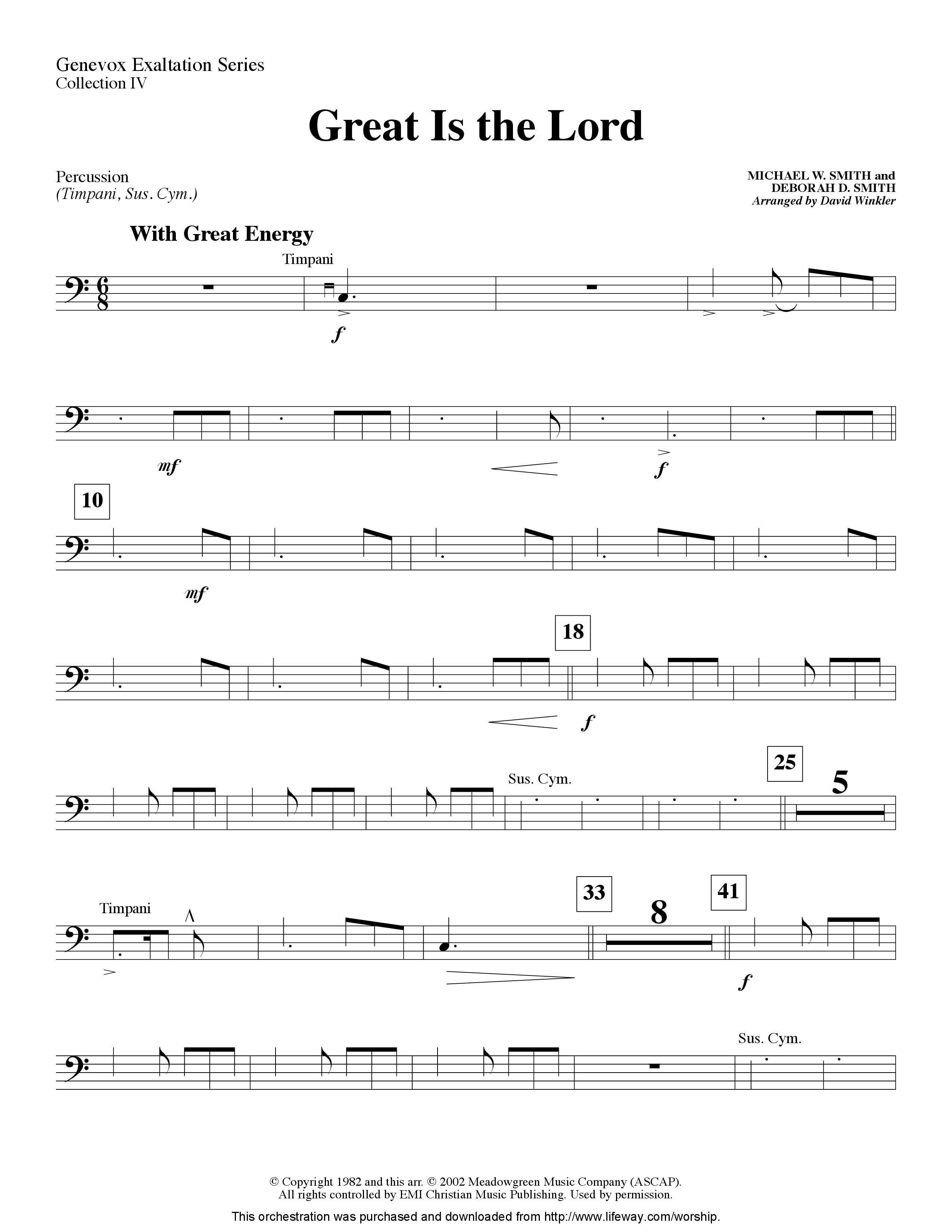 Great Is the Lord (Instrumental) Percussion (Lifeway Worship / Arr. David Winkler)