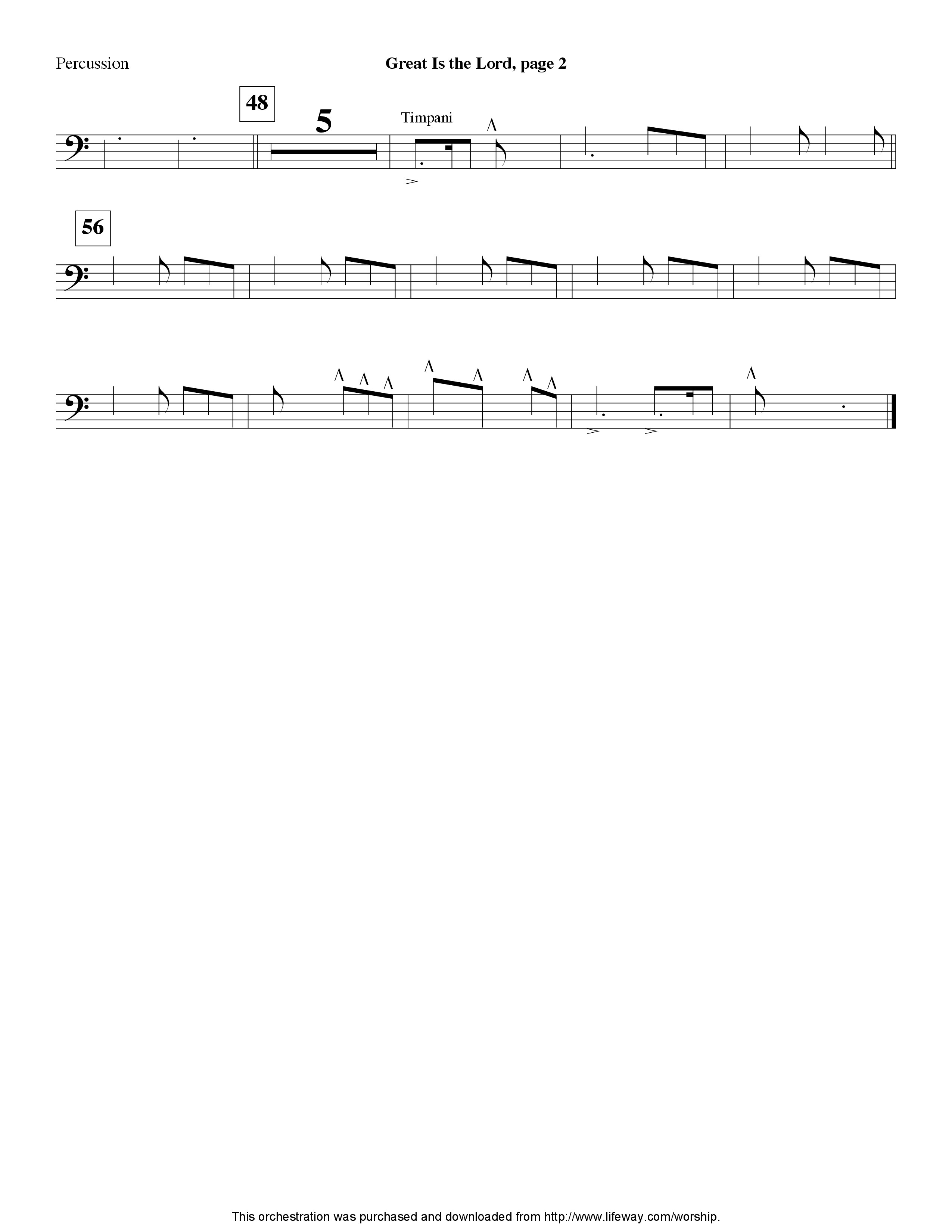 Great Is the Lord (Instrumental) Percussion (Lifeway Worship / Arr. David Winkler)