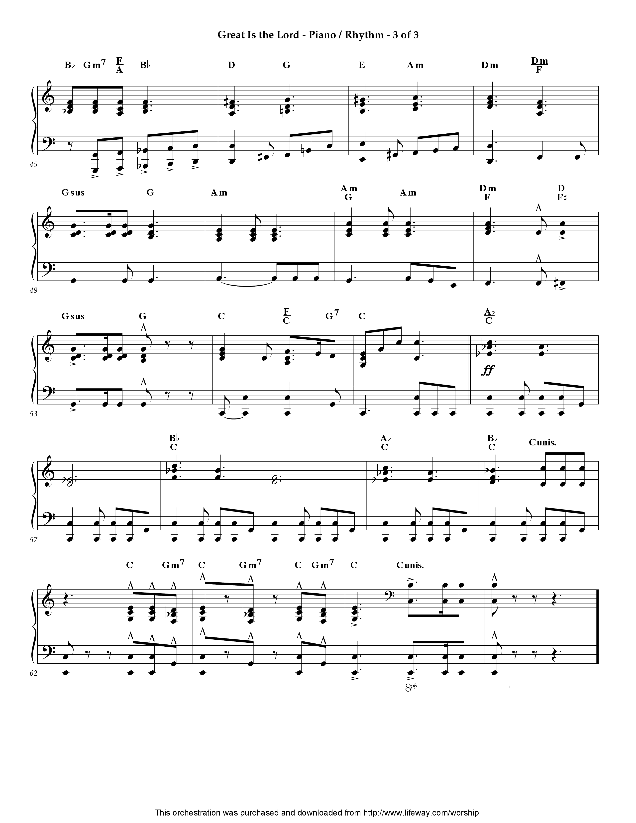 Great Is the Lord (Instrumental) Piano Sheet (Lifeway Worship / Arr. David Winkler)
