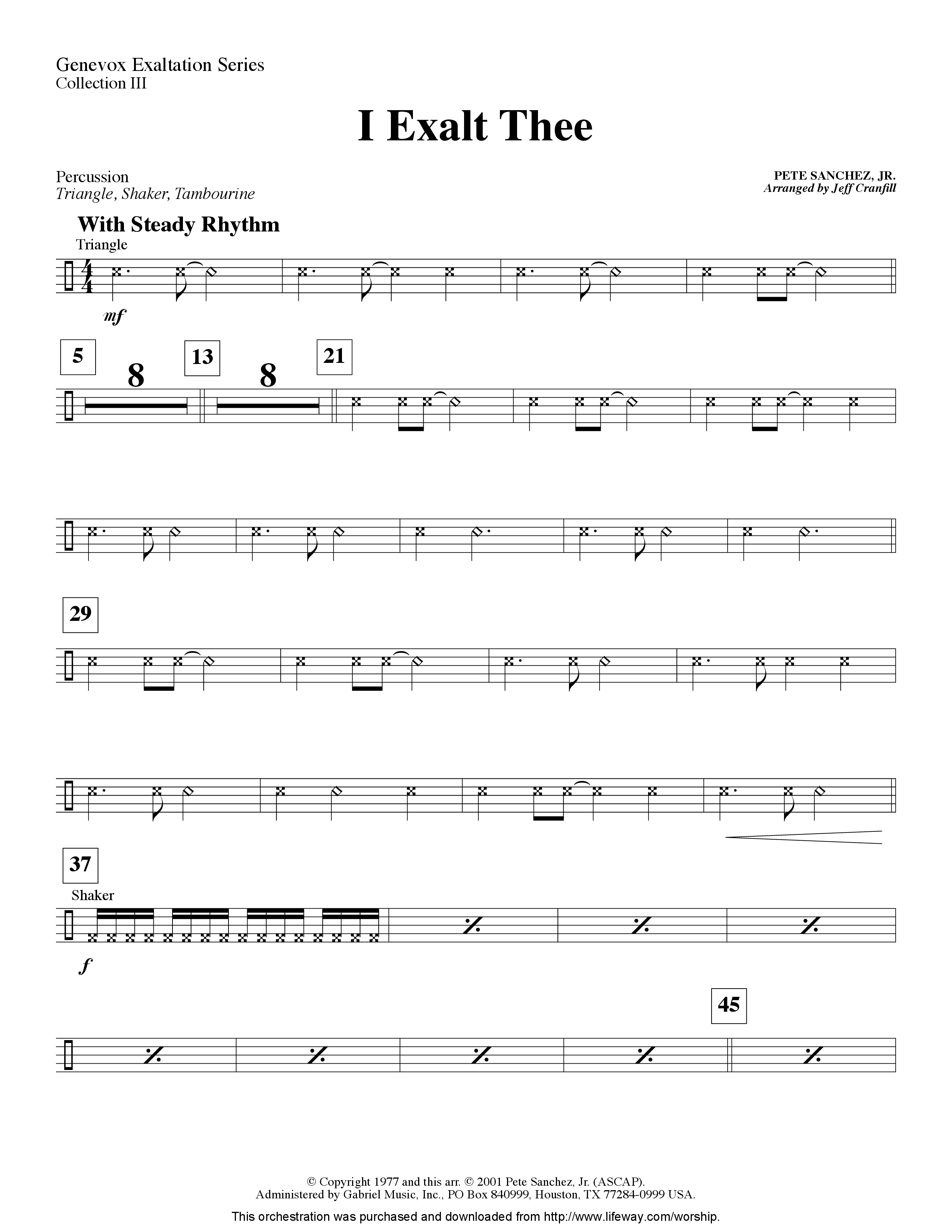 I Exalt Thee (Instrumental) Percussion (Lifeway Worship / Arr. Jeff Cranfill)