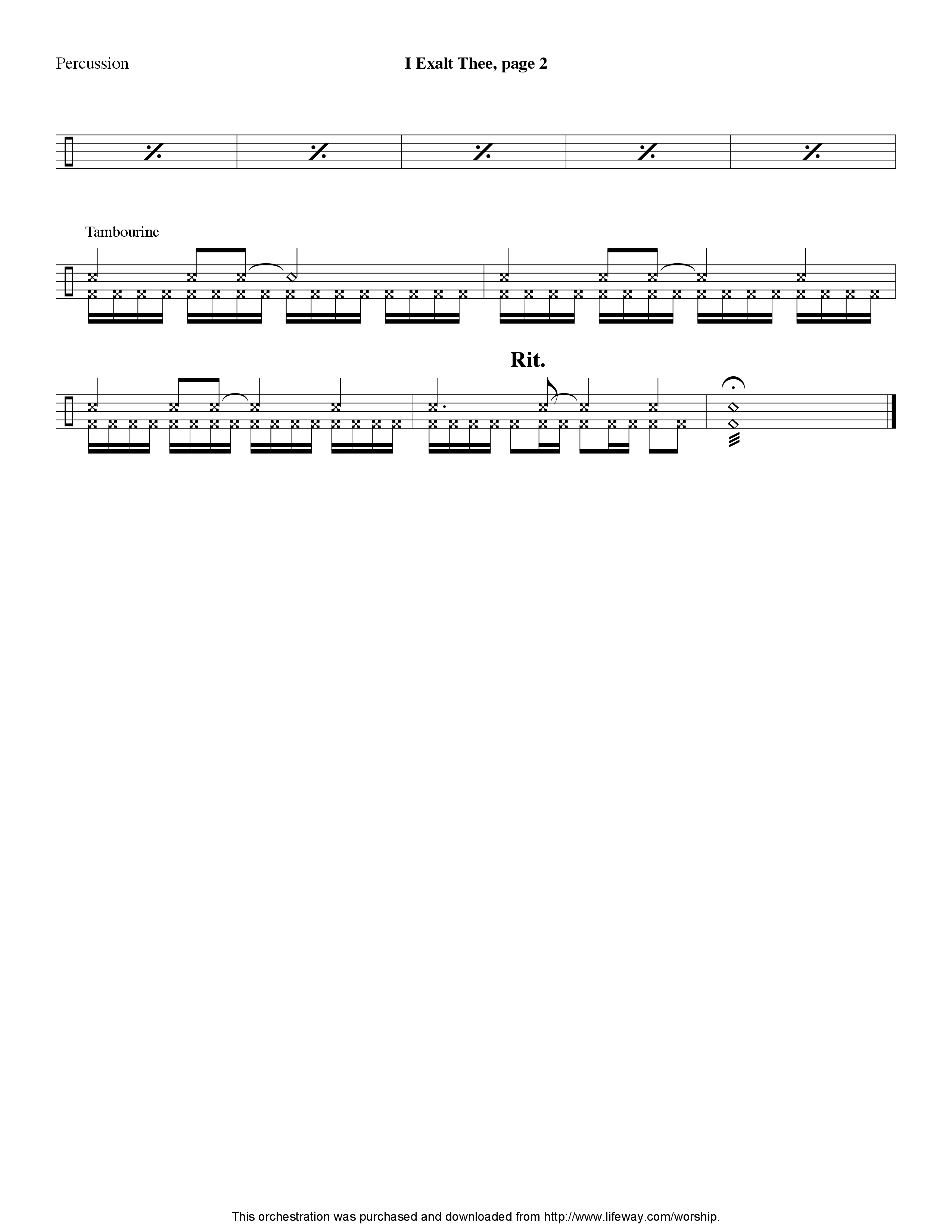 I Exalt Thee (Instrumental) Percussion (Lifeway Worship / Arr. Jeff Cranfill)