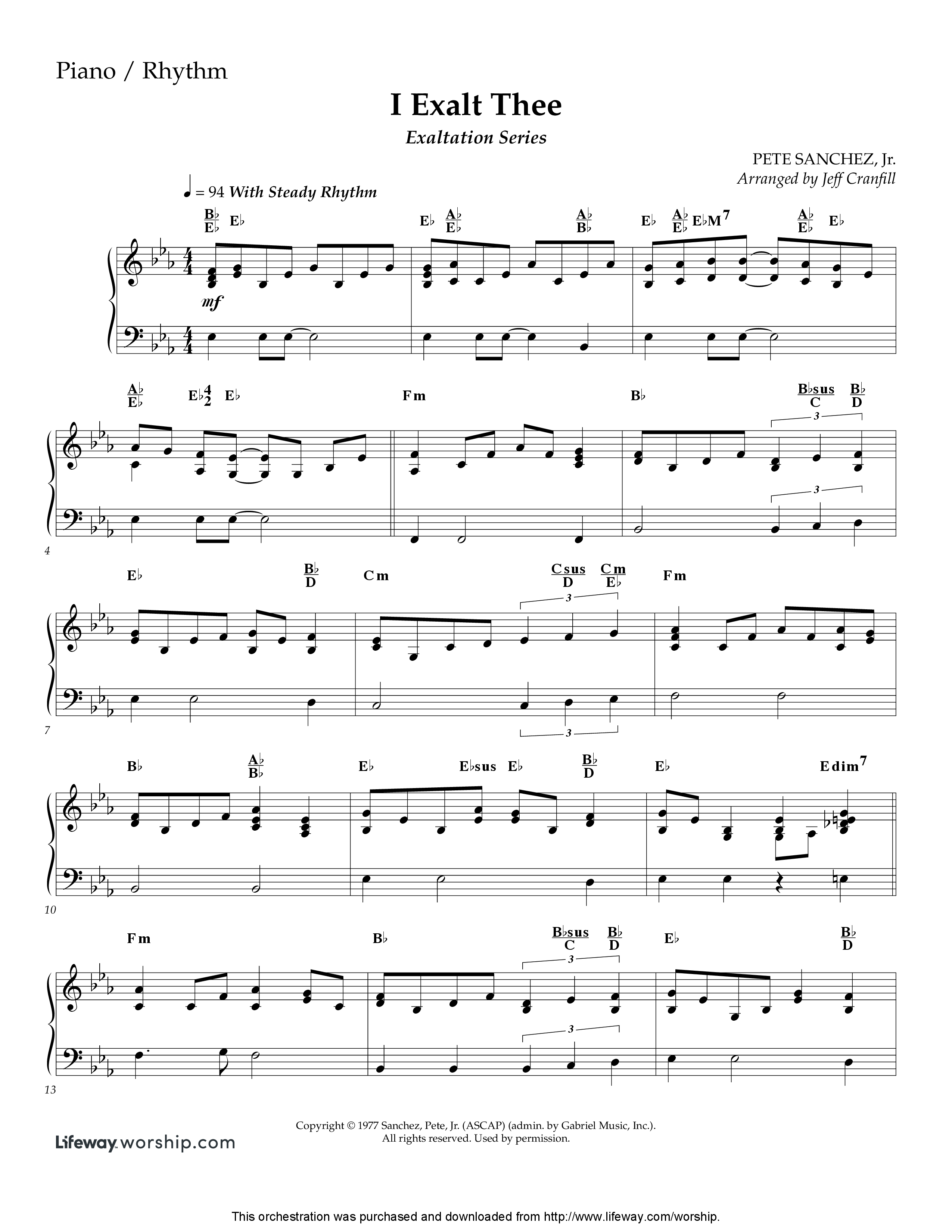 I Exalt Thee (Instrumental) Piano Sheet (Lifeway Worship / Arr. Jeff Cranfill)