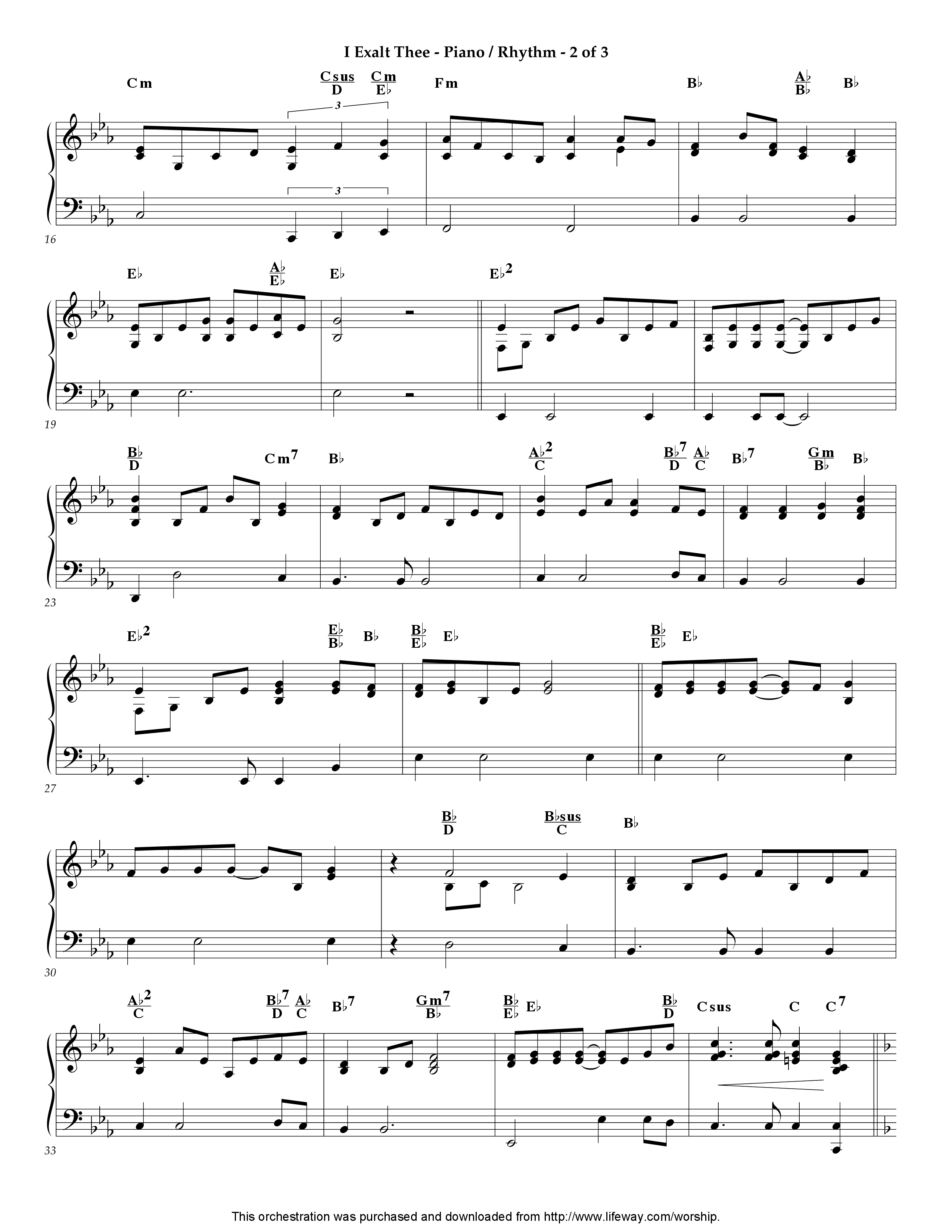 I Exalt Thee (Instrumental) Piano Sheet (Lifeway Worship / Arr. Jeff Cranfill)