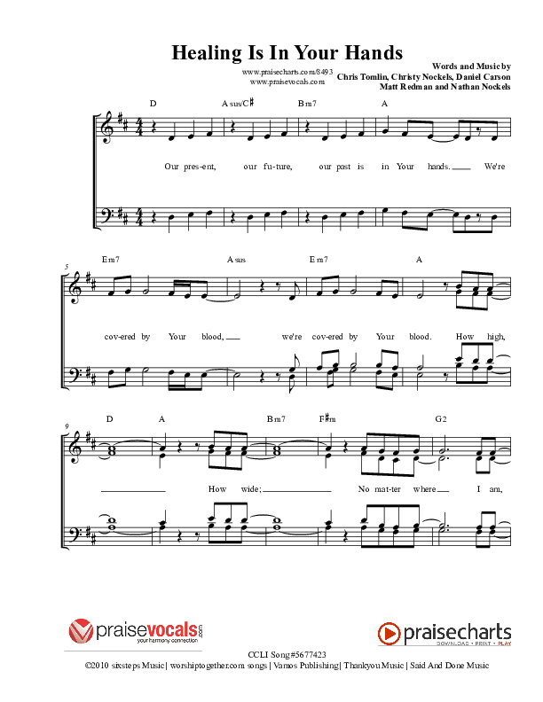 Healing Is In Your Hands Lead Sheet (PraiseVocals)