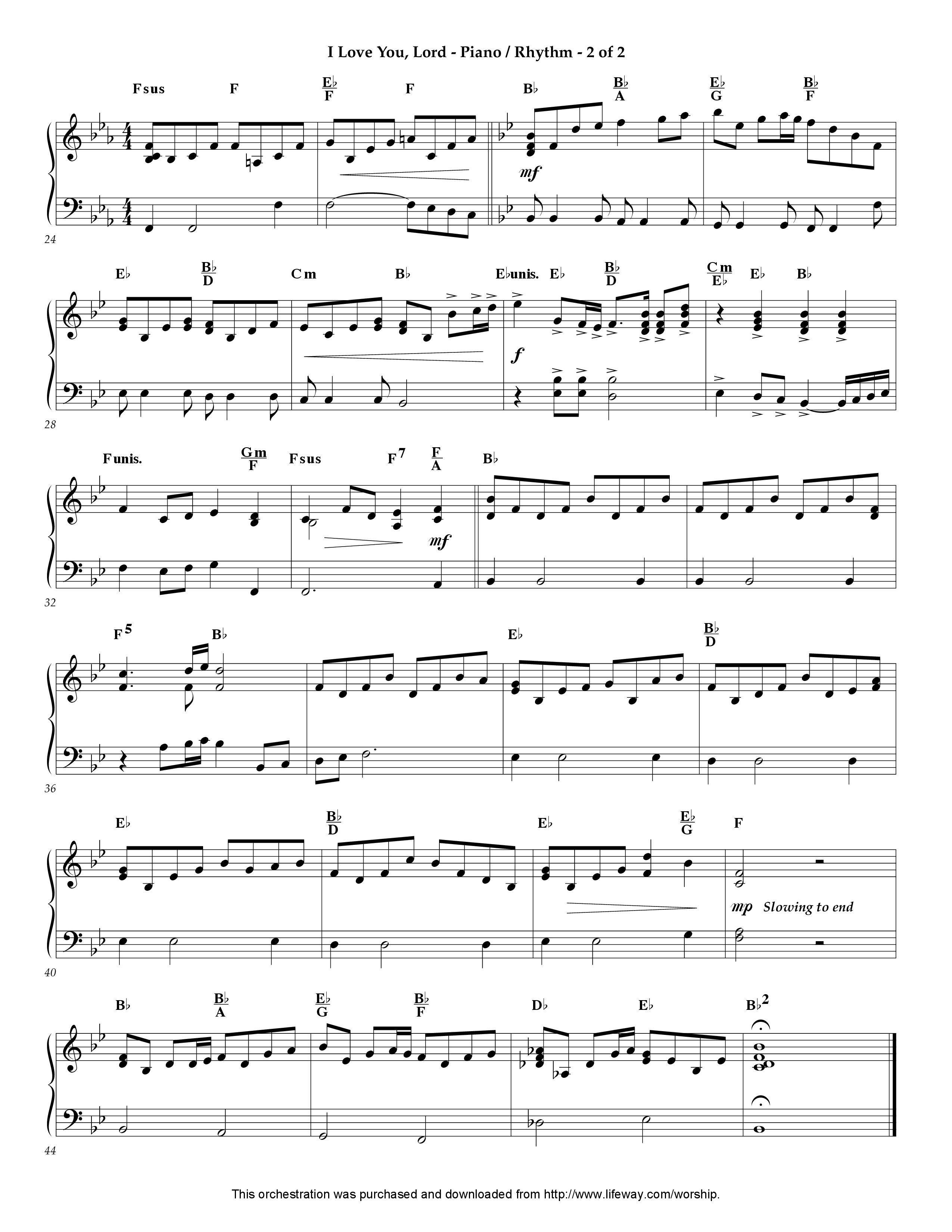 I Love You Lord (Instrumental) Piano Sheet (Lifeway Worship / Arr. Jeff Cranfill)