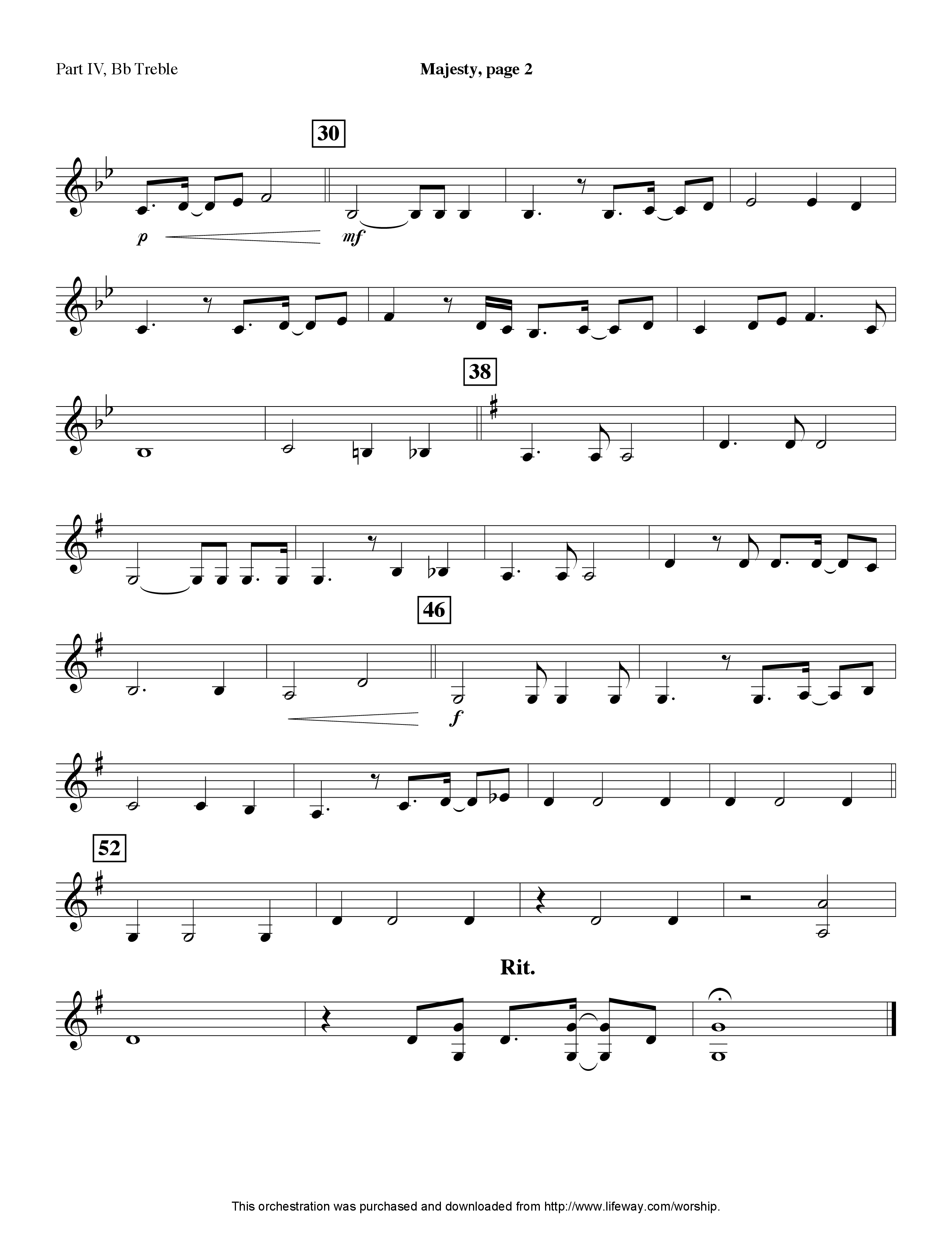 Majesty (Instrumental) Part 4: Bb, Eb Treble, C Bass (Lifeway Worship / Arr. Ed Hogan)