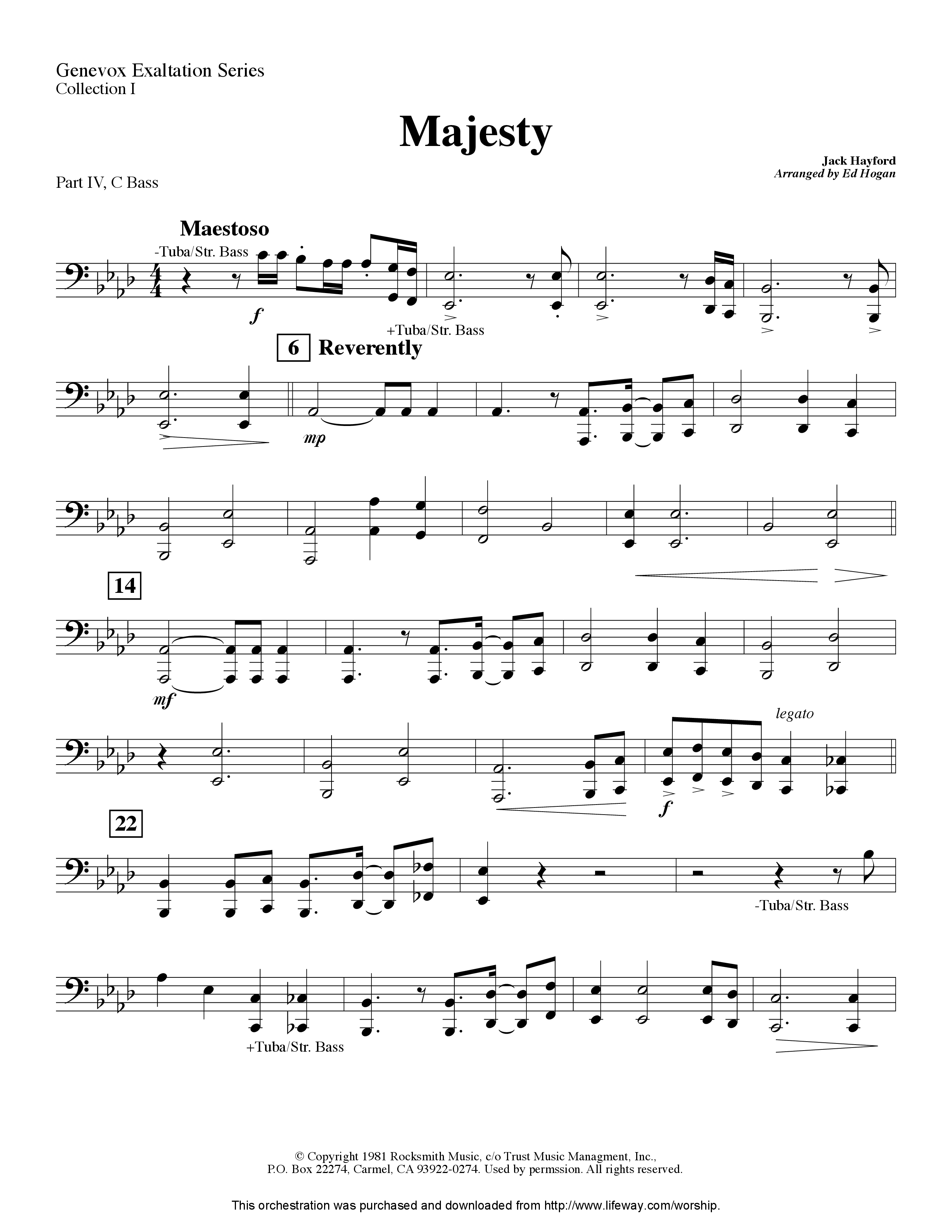 Majesty (Instrumental) Part 4: Bb, Eb Treble, C Bass (Lifeway Worship / Arr. Ed Hogan)