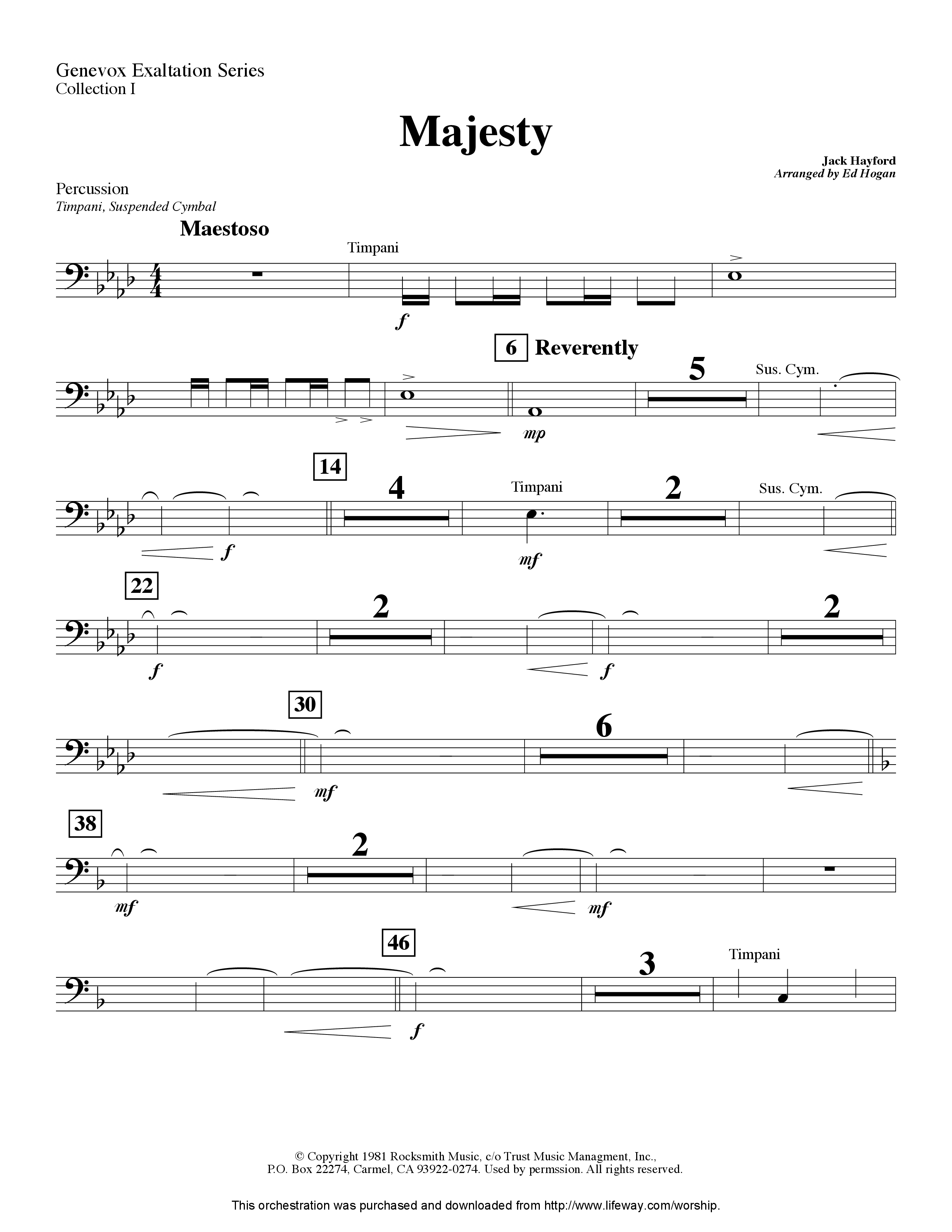 Majesty (Instrumental) Percussion (Lifeway Worship / Arr. Ed Hogan)