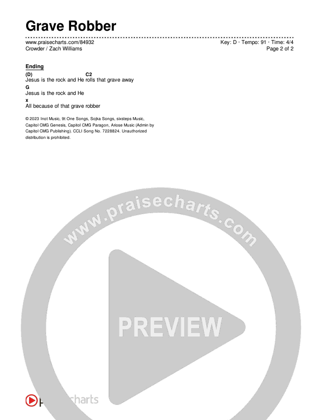 Grave Robber Chords & Lyrics (Crowder / Zach Williams)