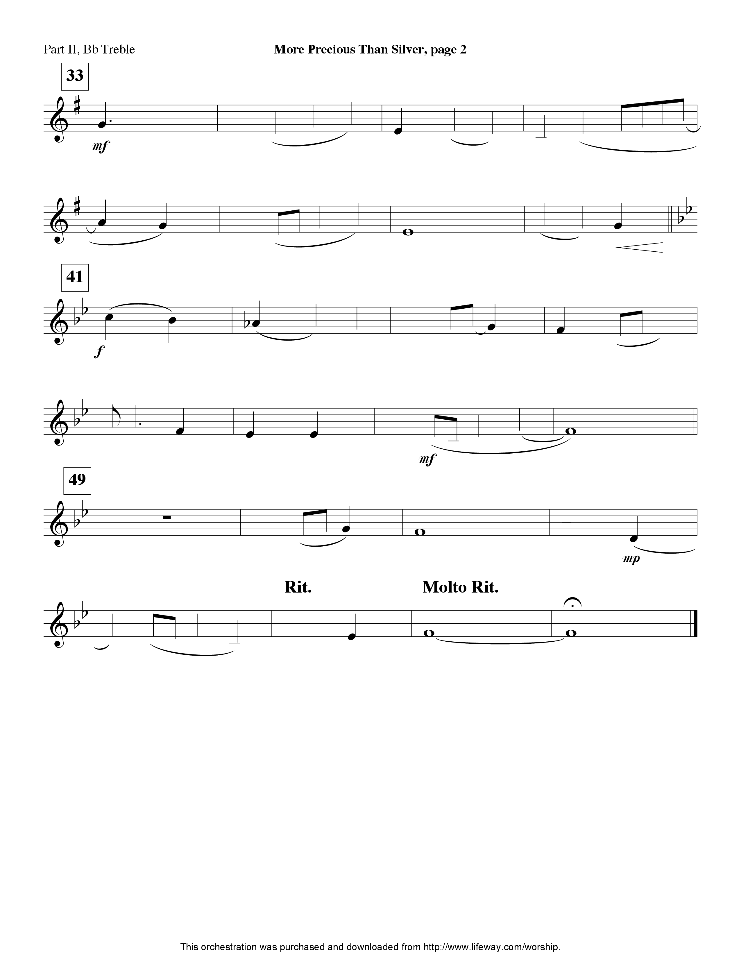 More Precious Than Silver (Instrumental) Part 2: Bb, C, Eb, F Treble (Lifeway Worship / Arr. David Winkler)