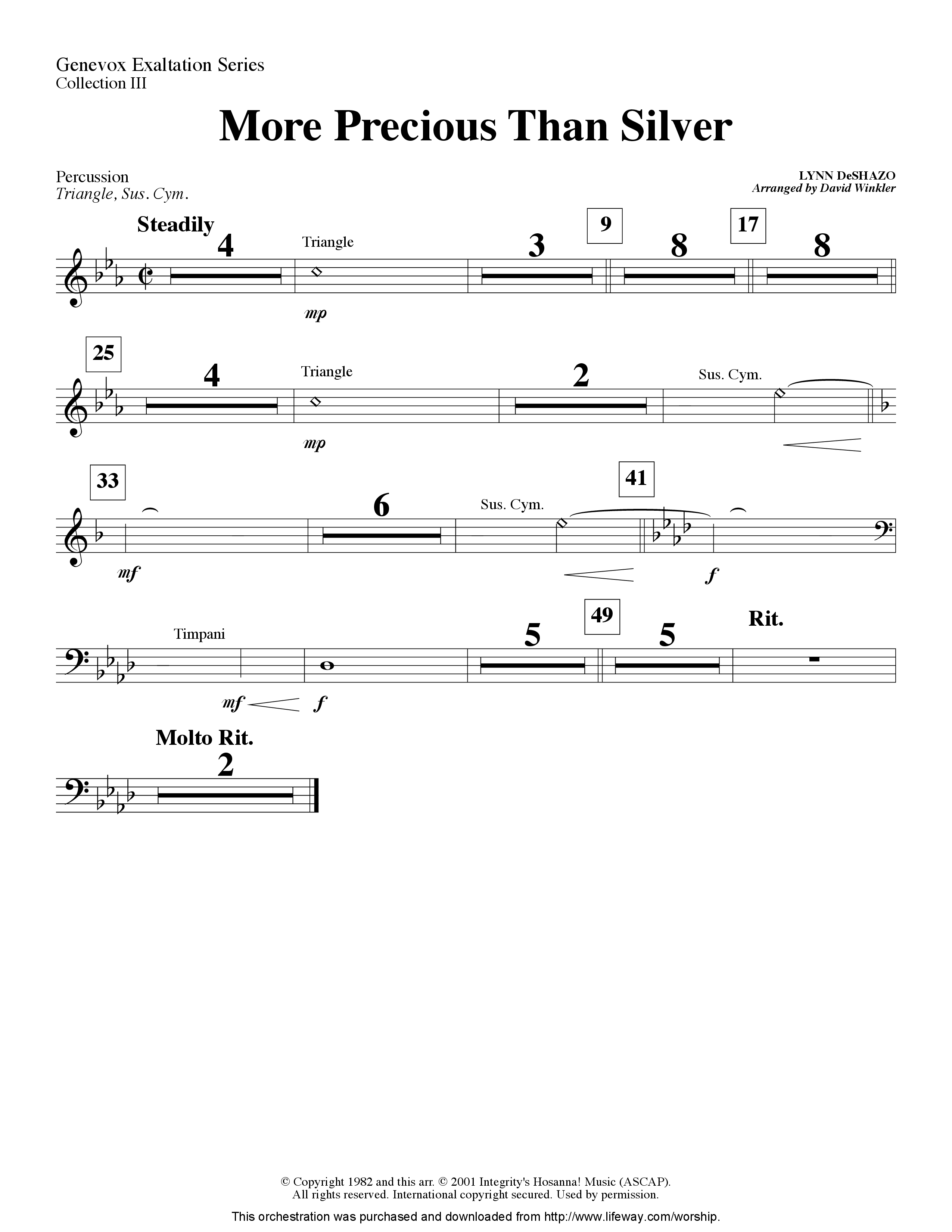 More Precious Than Silver (Instrumental) Percussion (Lifeway Worship / Arr. David Winkler)