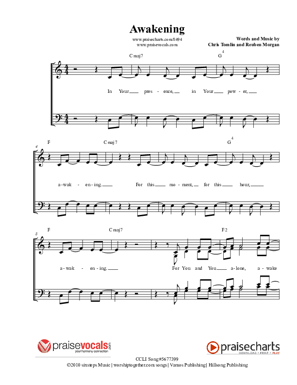 Awakening Lead Sheet (PraiseVocals)