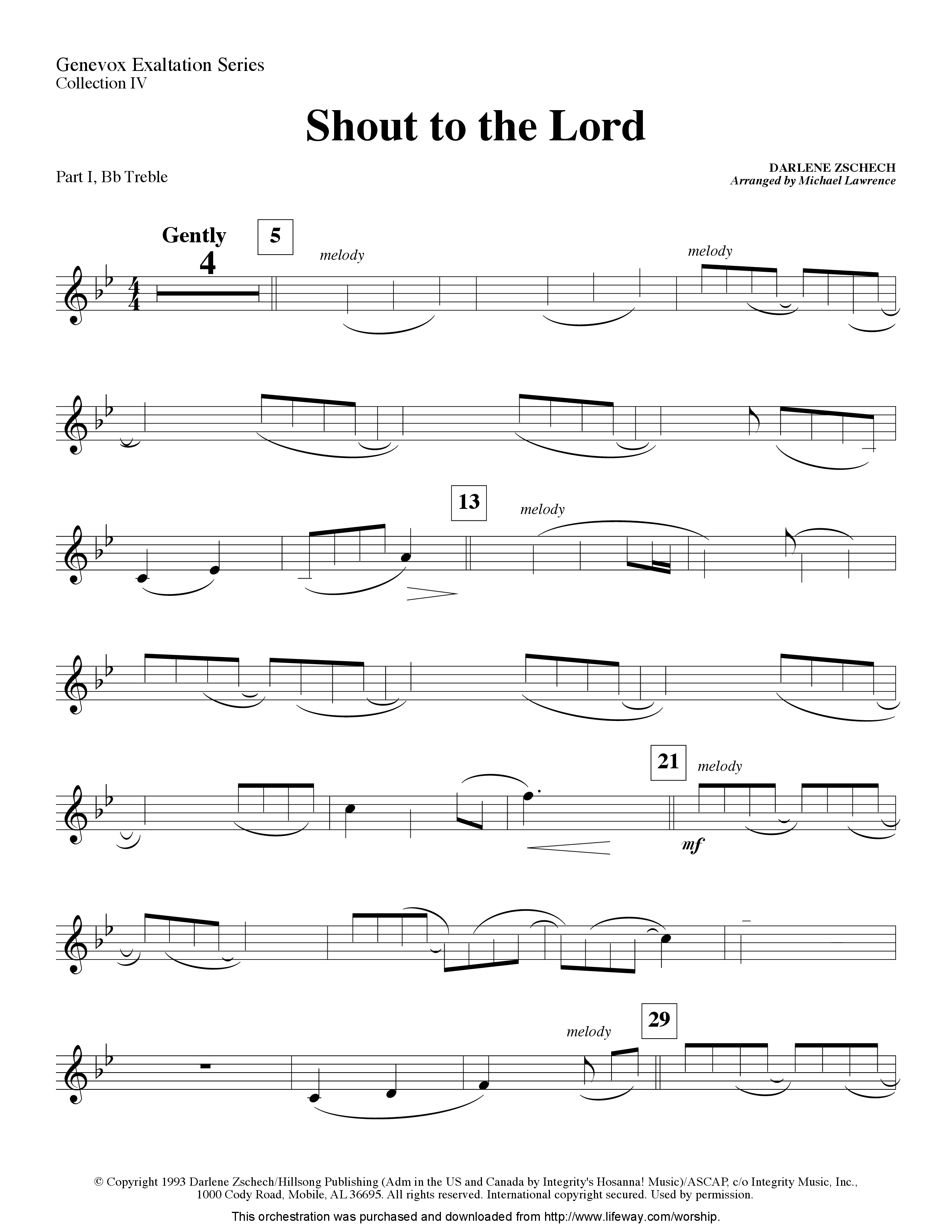 Shout To The Lord (Instrumental) Part 1: Bb, C, Eb Treble (Lifeway Worship / Arr. Michael Lawrence)