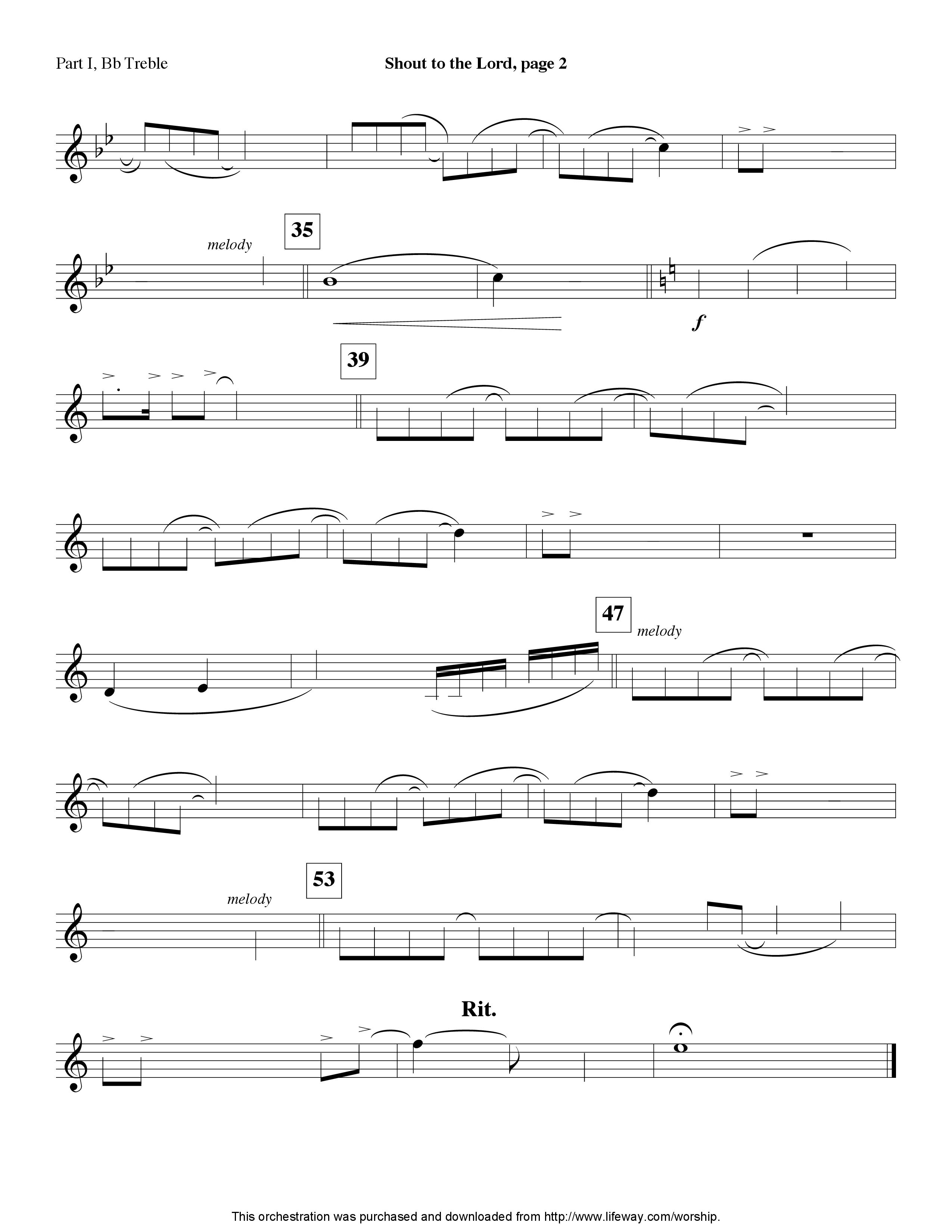 Shout To The Lord (Instrumental) Part 1: Bb, C, Eb Treble (Lifeway Worship / Arr. Michael Lawrence)
